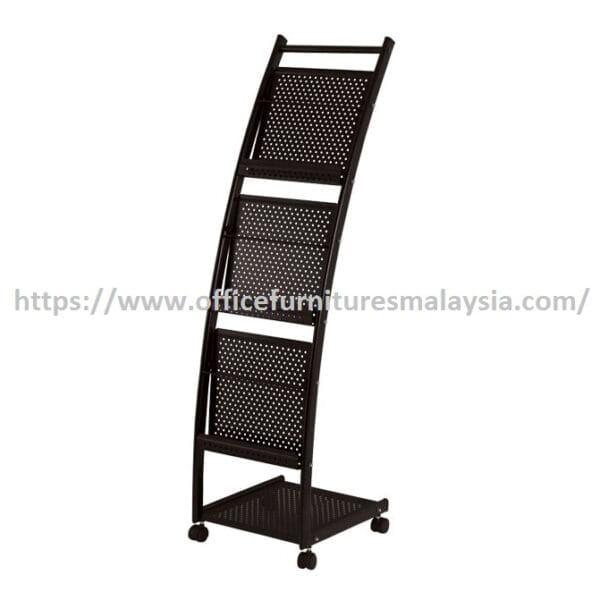 Magazine Rack Small Small Industrial 3-Tier Metal Magazine Rack with Wheels OFMMR1601 ...