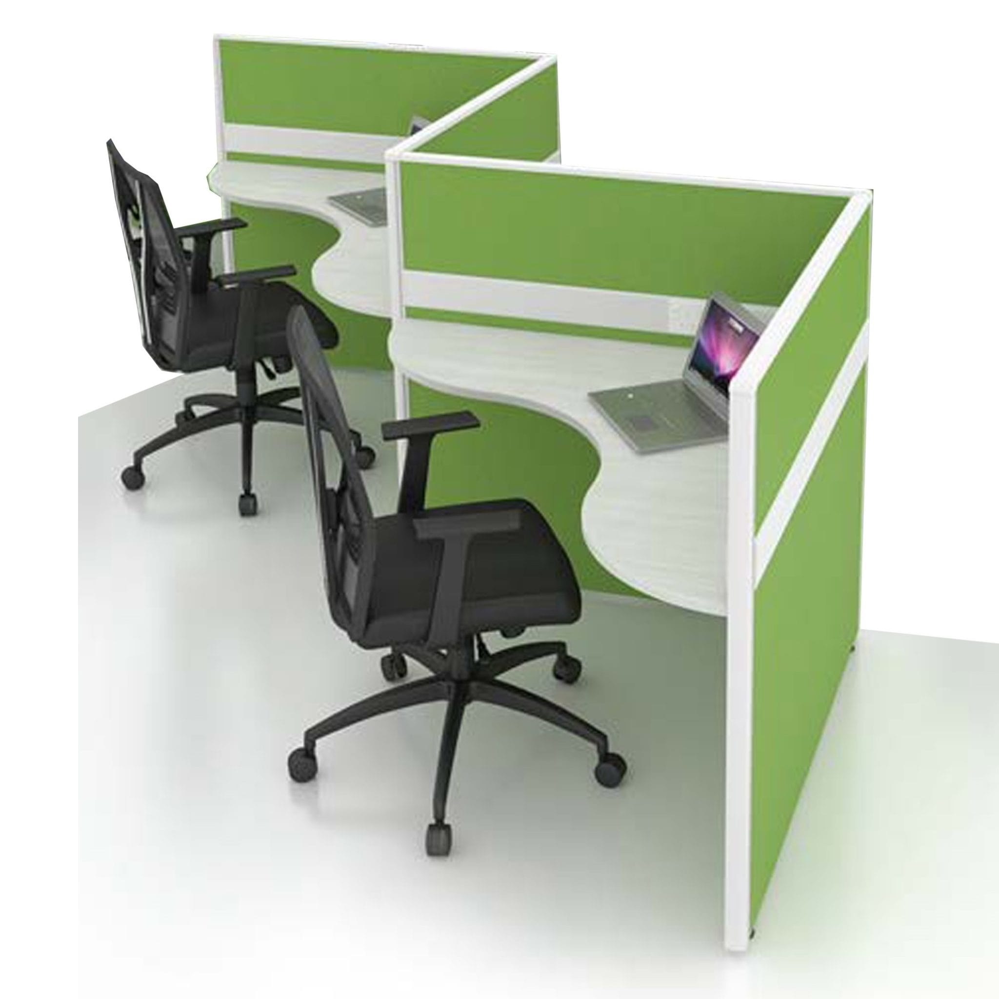 4 ft x 4 ft Glorious Triangle Wave Modern Office Workspace 3 Seater ...