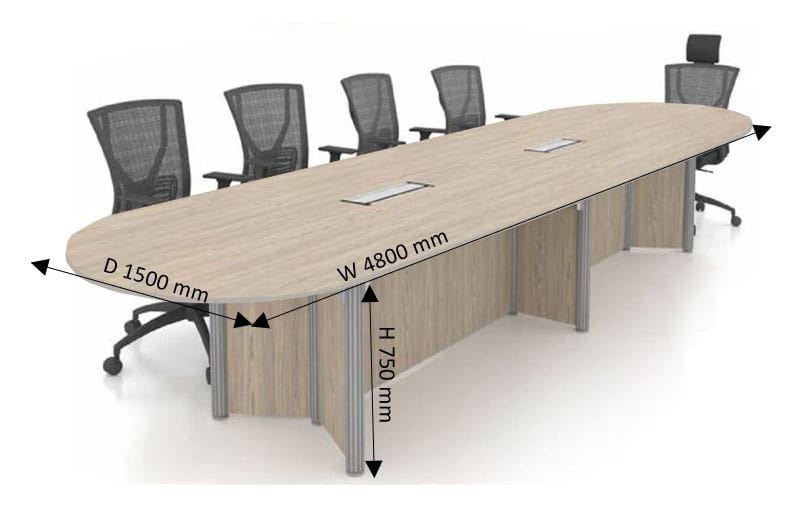 16 ft Benign Oval Conference Table with Pole Leg OFFXPLO4815 | Office ...