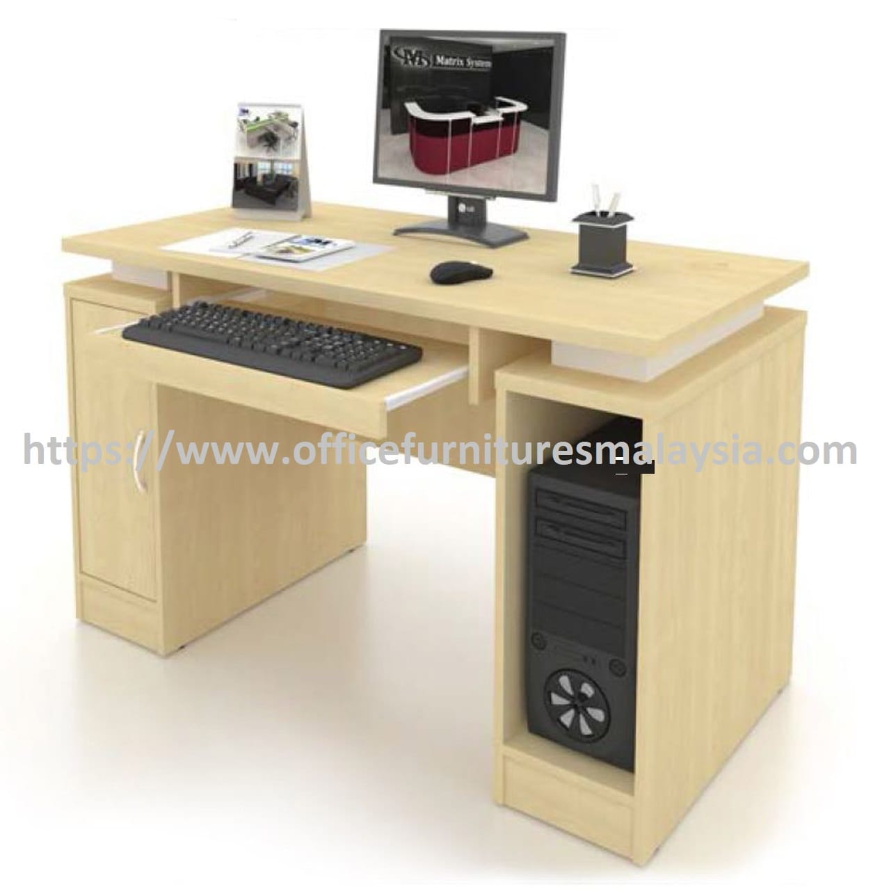 4 ft Fanciable Modern Computer Table Design with Small Cabinet ...