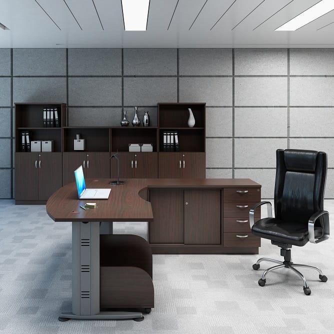 6 ft Essential Modern D Shape Executive Table with Cabinet Set ...
