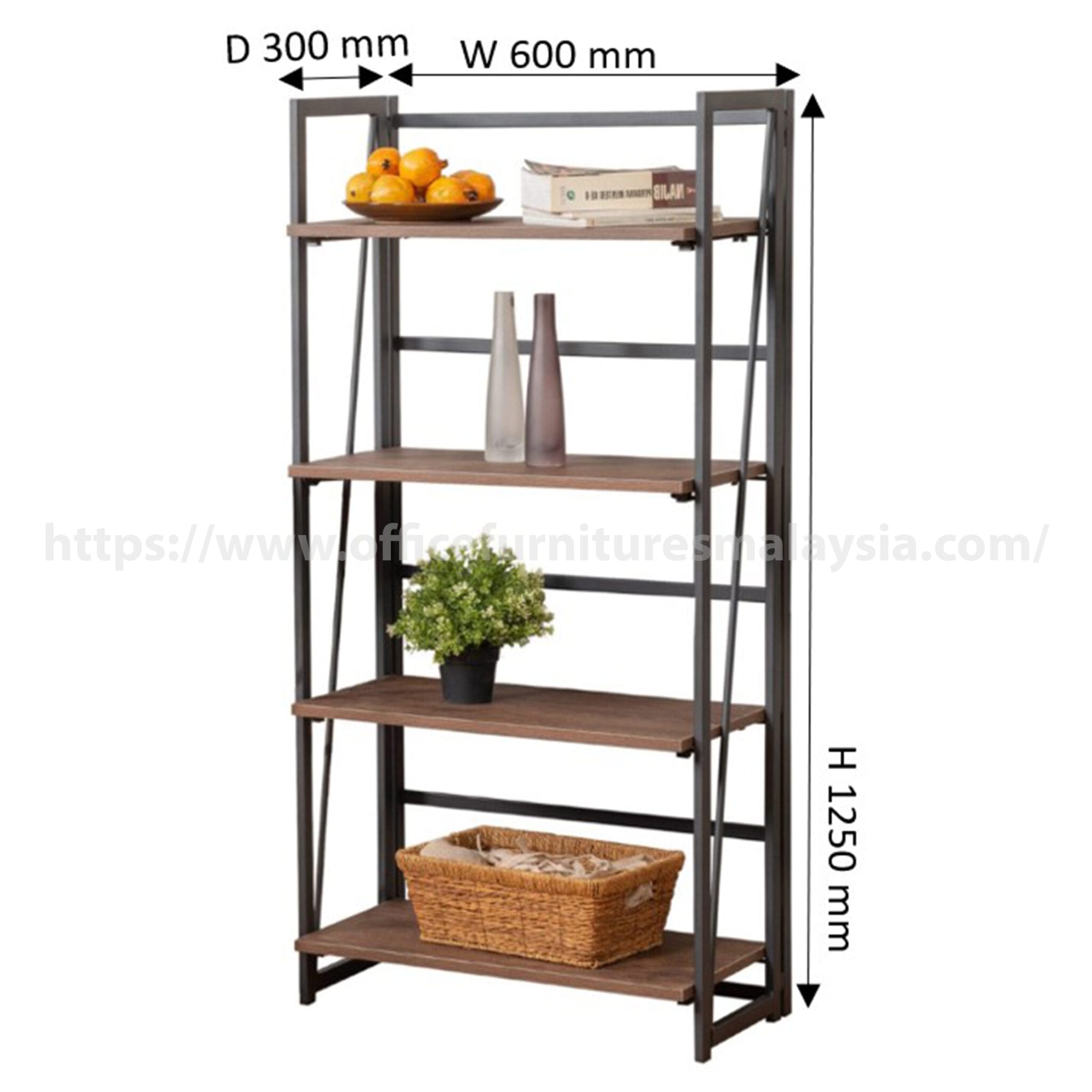4 Compartment Open Rack 2 ft Rustic 4 Tier Open Shelves Steel Rack OF2EK436632 | Office ...