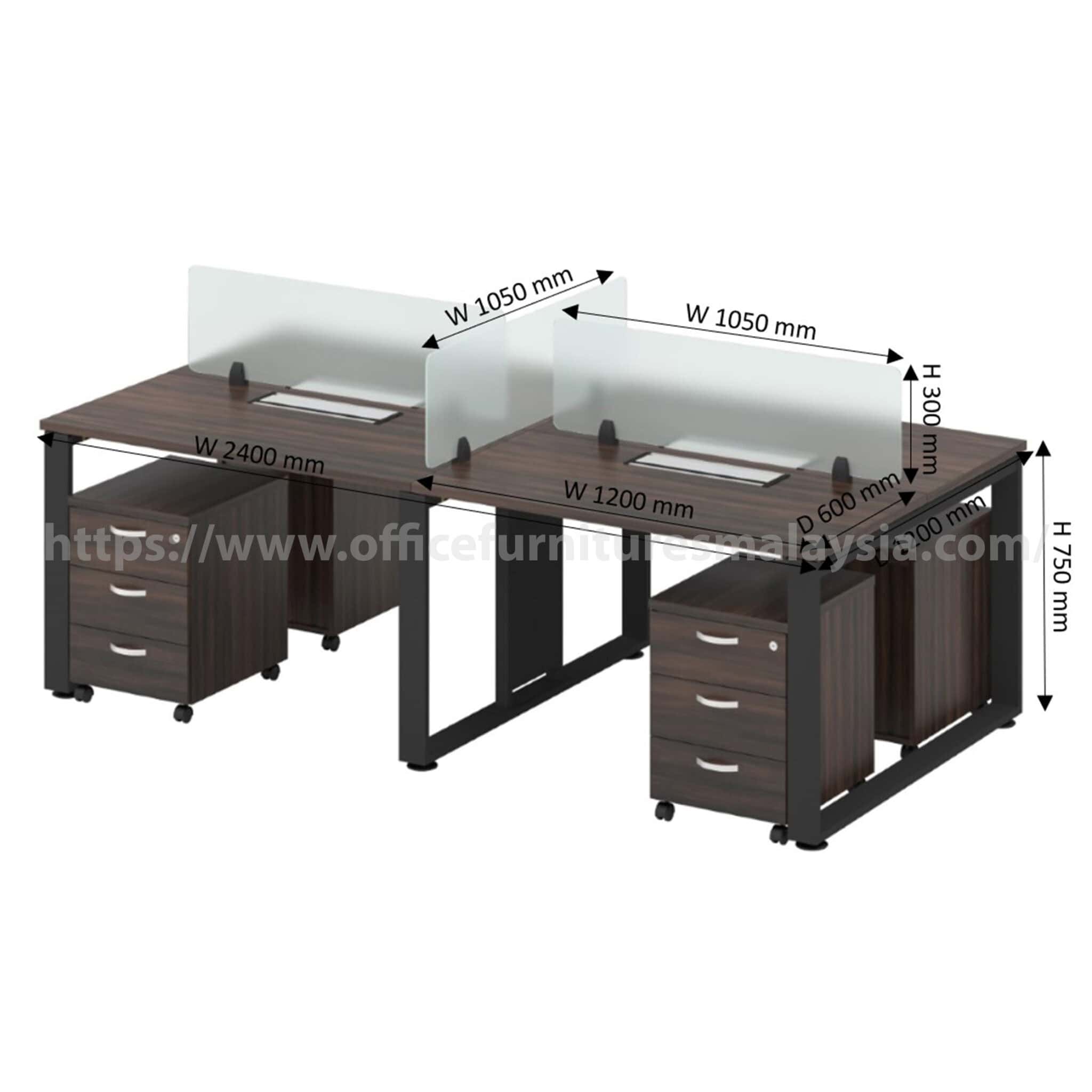 4 ft Ritzy Workstation Cluster of 4 Seater OFB6SQ4R - Image 2