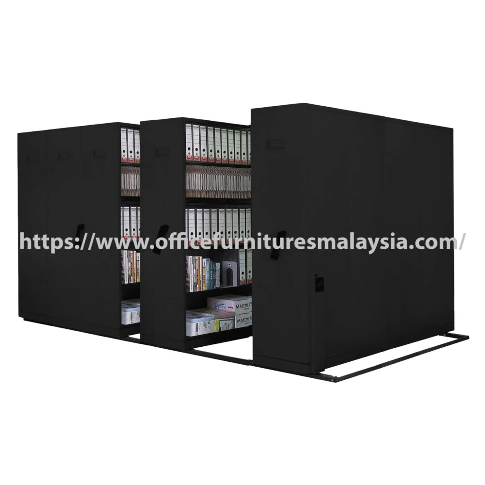Double Bays Black Hand Push Mobile Compactor Storage System | Office ...