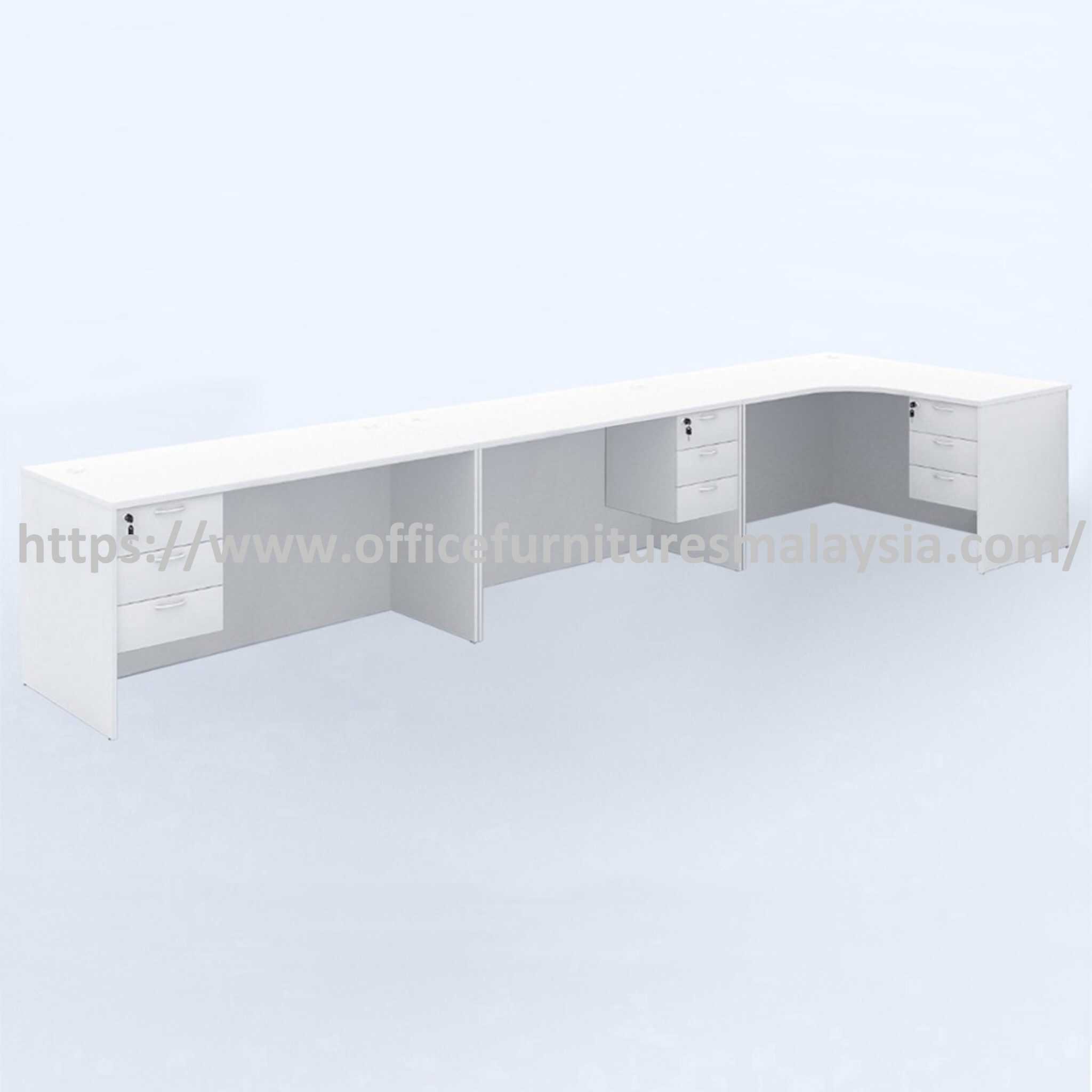 5 ft Harmony L Shape Fully White Table of 3 Seater with Hanging Drawer OFCRD1545 Subang Jaya Batang Kali Kuala Kubu Bahru
