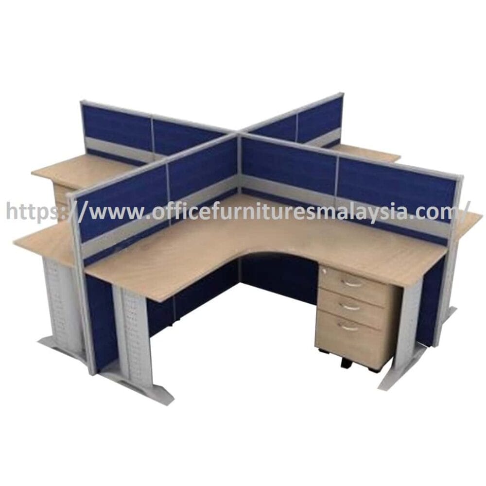 5 ft x 5 ft Simple L-Shaped 4 seater Workstation with I Leg Kuala Lumpur Selangor Shah Alam Balakong - Copy