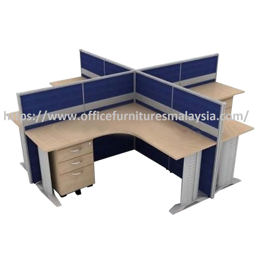 5 ft x 5 ft Simple L-Shaped 4 seater Workstation with I Leg Kuala Lumpur Selangor Shah Alam Balakong