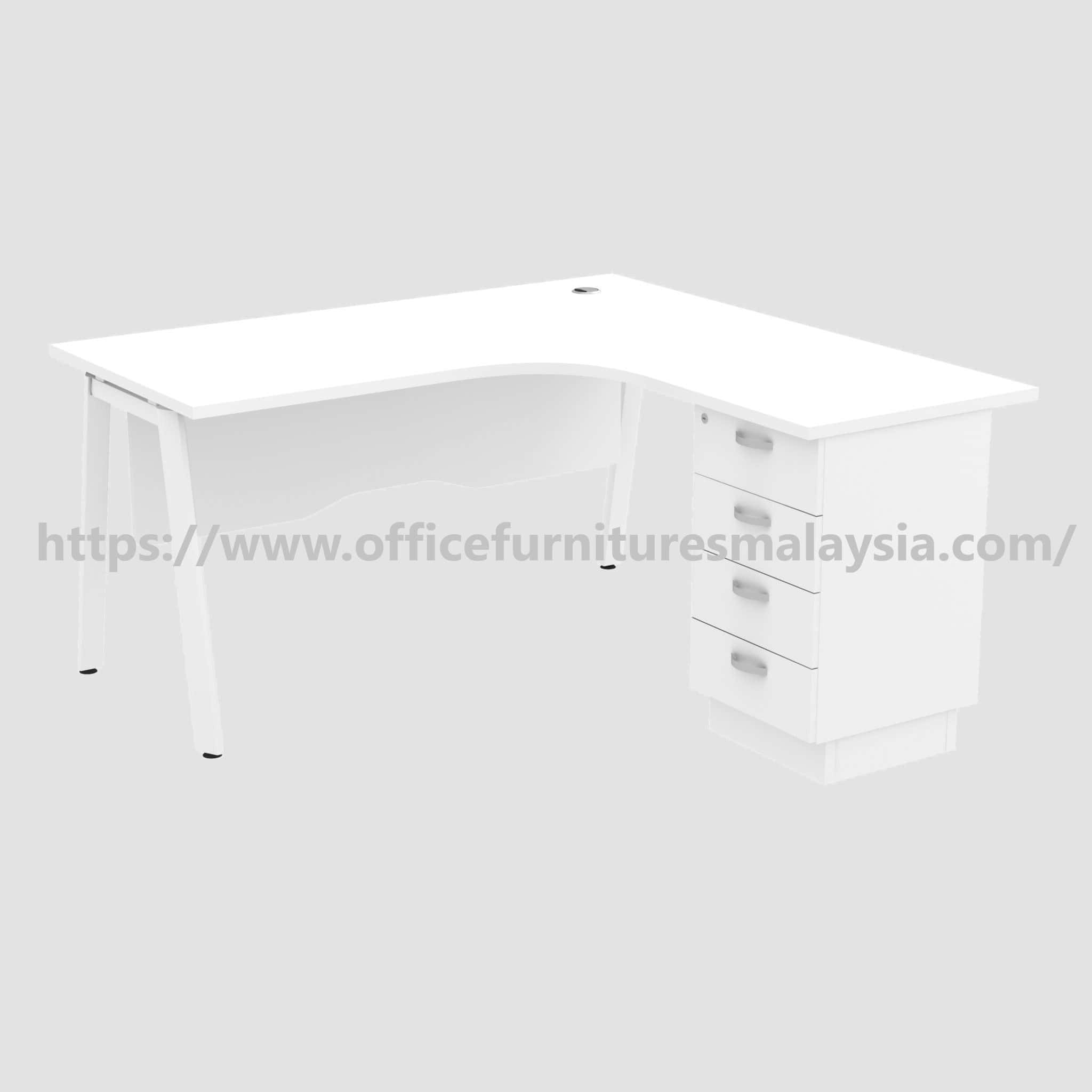 5ft Swish L Shape Compact Table with 4 Drawer Pedestal Meru Gambang Sendayan Op wmm