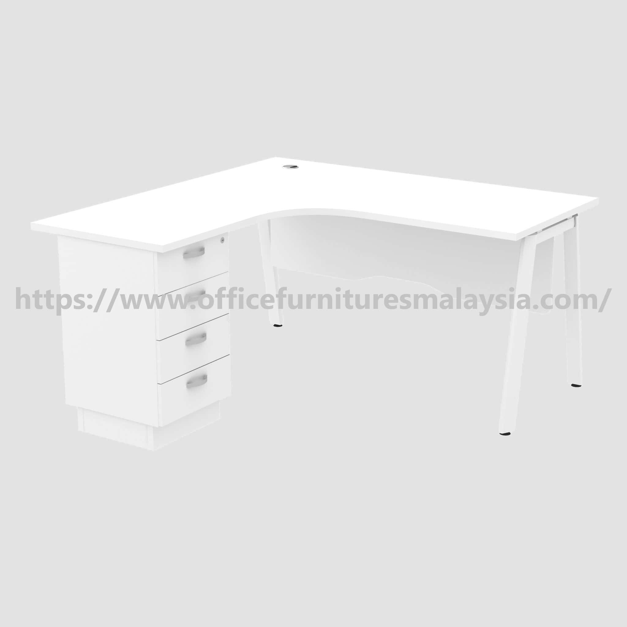 5ft Swish L Shape Compact Table with 4 Drawer Pedestal Meru Gambang Sendayan wmm