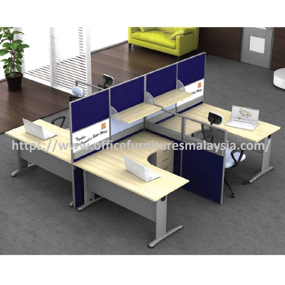 6 ft x 5 ft Vivacious L Shape Workstation for 4 Seater OF30BL41 Kajang Bangi Semenyih