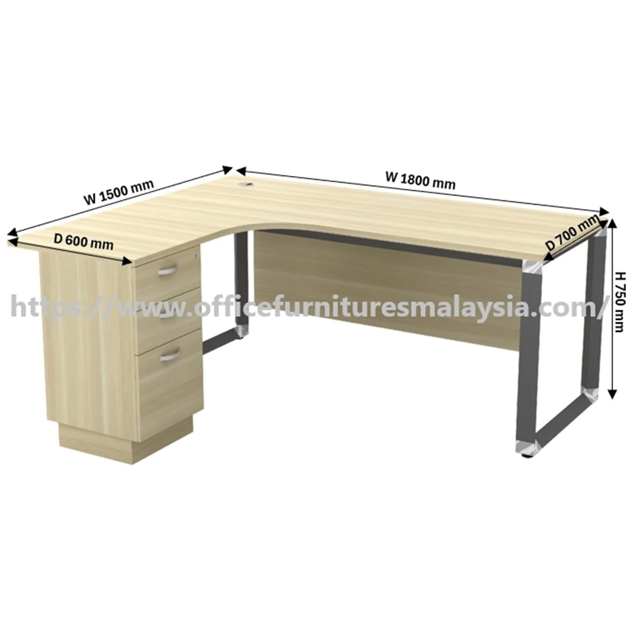 6ft x 5ft Mercy L Shape Manager Table 3 Drawer OFOWL1815-3D - Image 4