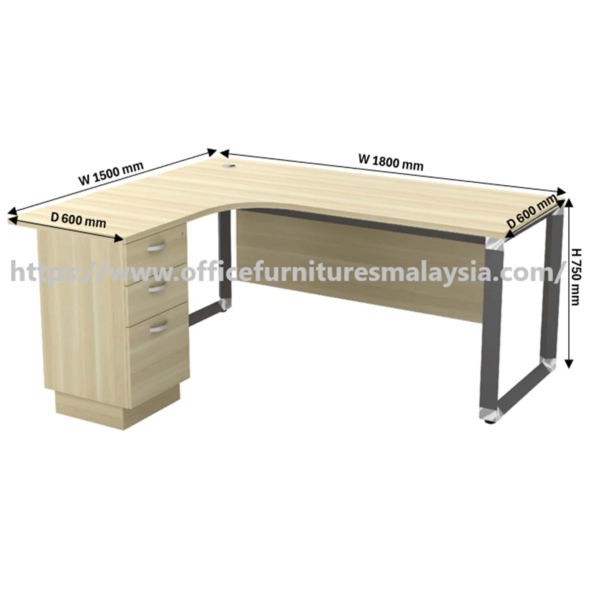 6ft x 5ft Mercy L Shape Table 3 Drawer OFOWL652-3D - Image 4