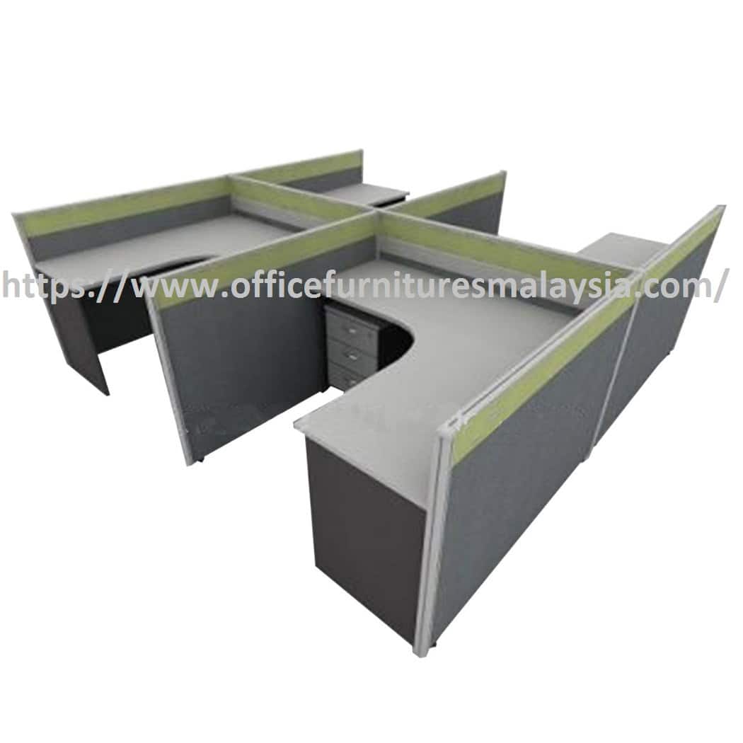 6 ft x 5 ft Affordable L-Shaped 4 seater Cubicle Workstation OFIM22071-4 - Image 2