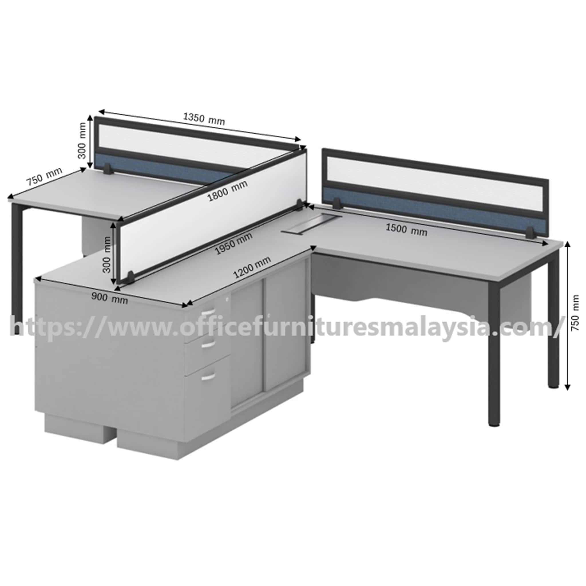 5 ft Brace Workstation Cluster of 2 Seater OFB18SL2R-2T - Image 4