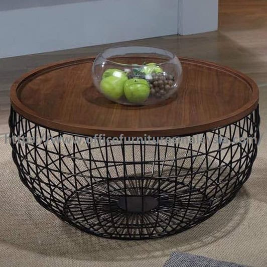 Modern Walnut Round Coffee Table With Steel Legs Malaysia Meja Kopi Moden Dan Berkualiti Shah Alam Bukit Bintang Kuala Lumpur