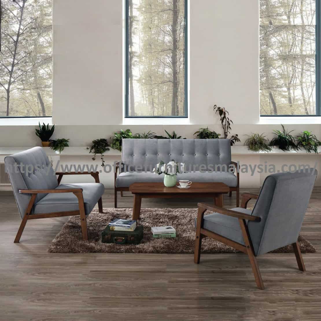 Office Reception High-Quality Solid Wood Arm Chair Fabric Sofa Set Malaysia Shah Alam Kota Kemuning