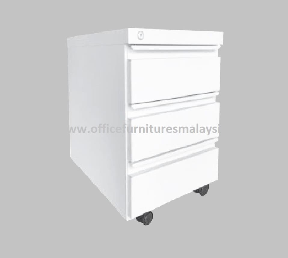 White Office Steel Mobile Pedestal 3 Drawer SOFM181W Kajang Perak Bangi