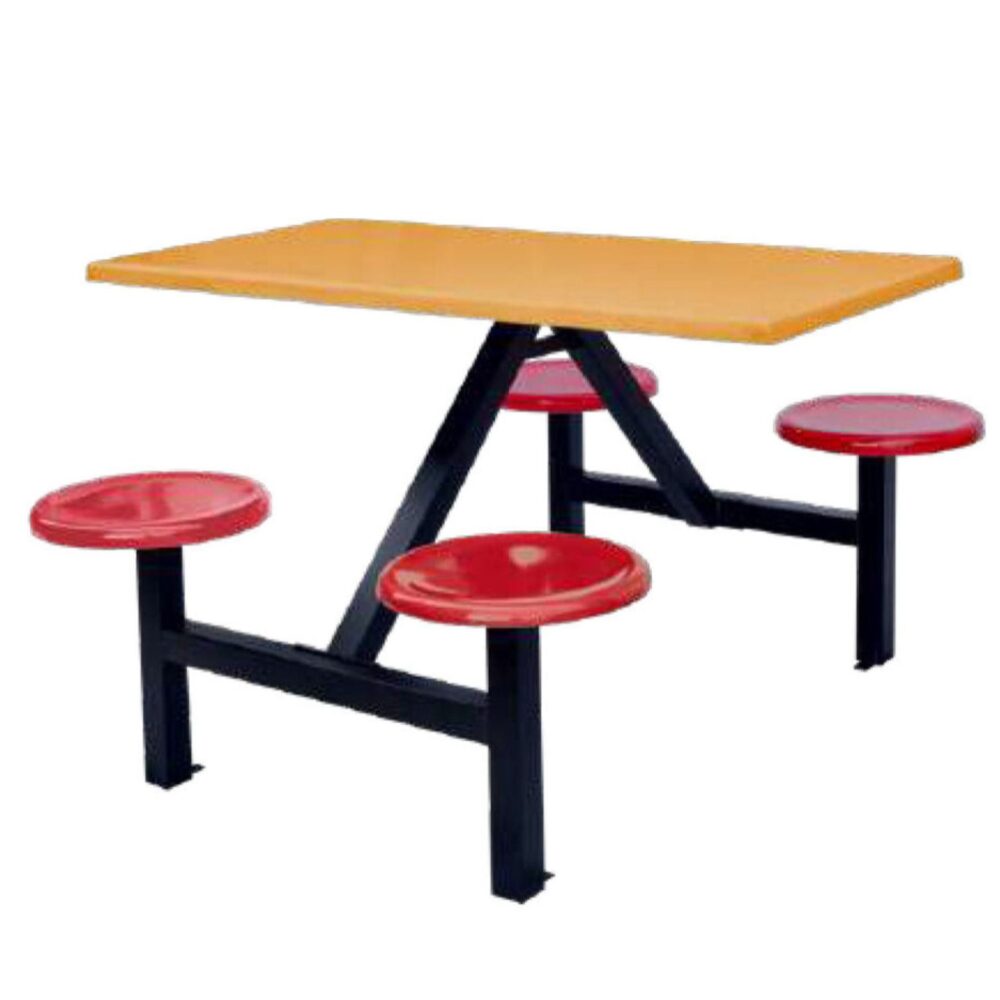 Vibrant Canteen Fiber Glass Table & Chair 4 Seater Set OFBJFG14004