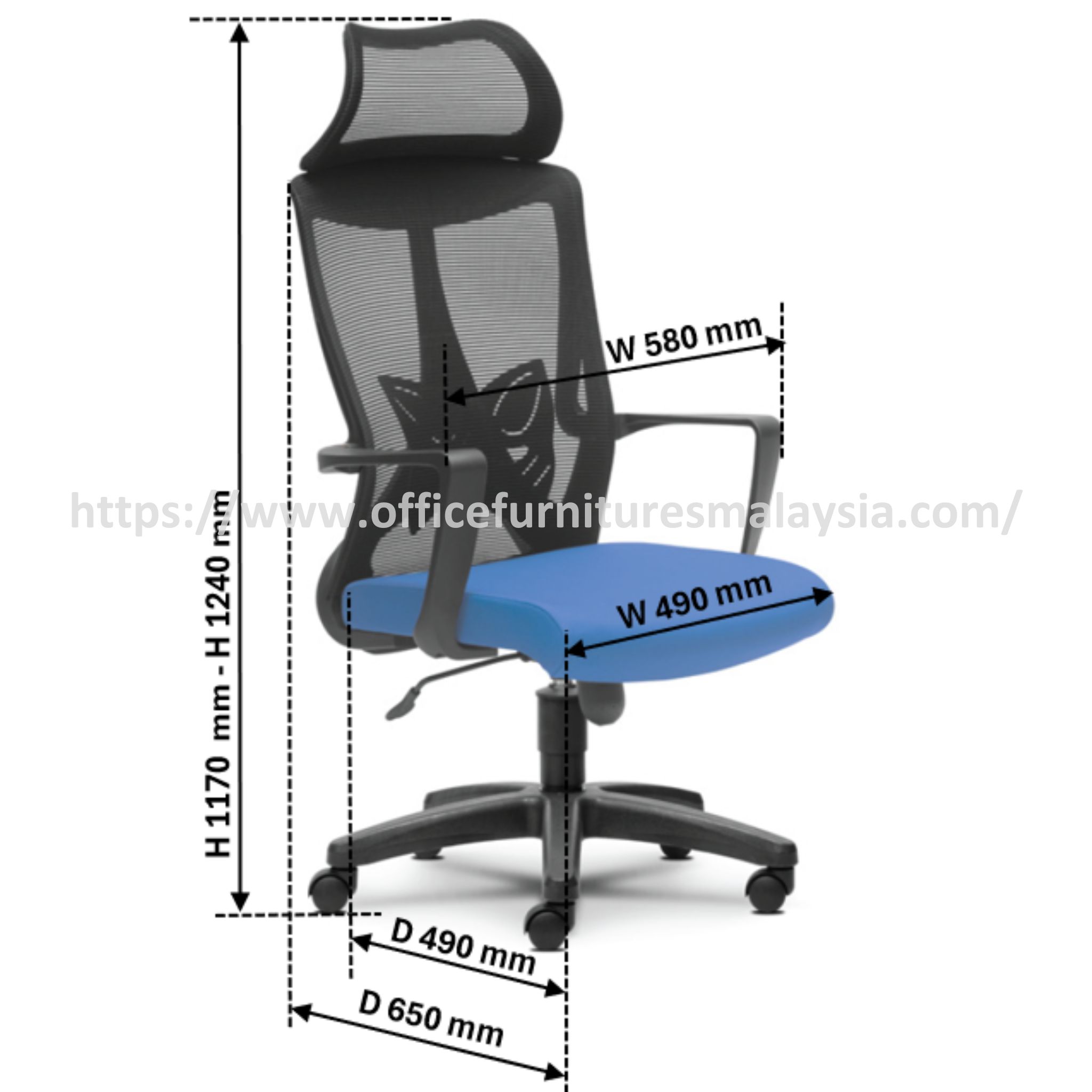 Maeve Ergonomic Highback Mesh Chair OFMEVT51971 - Image 4