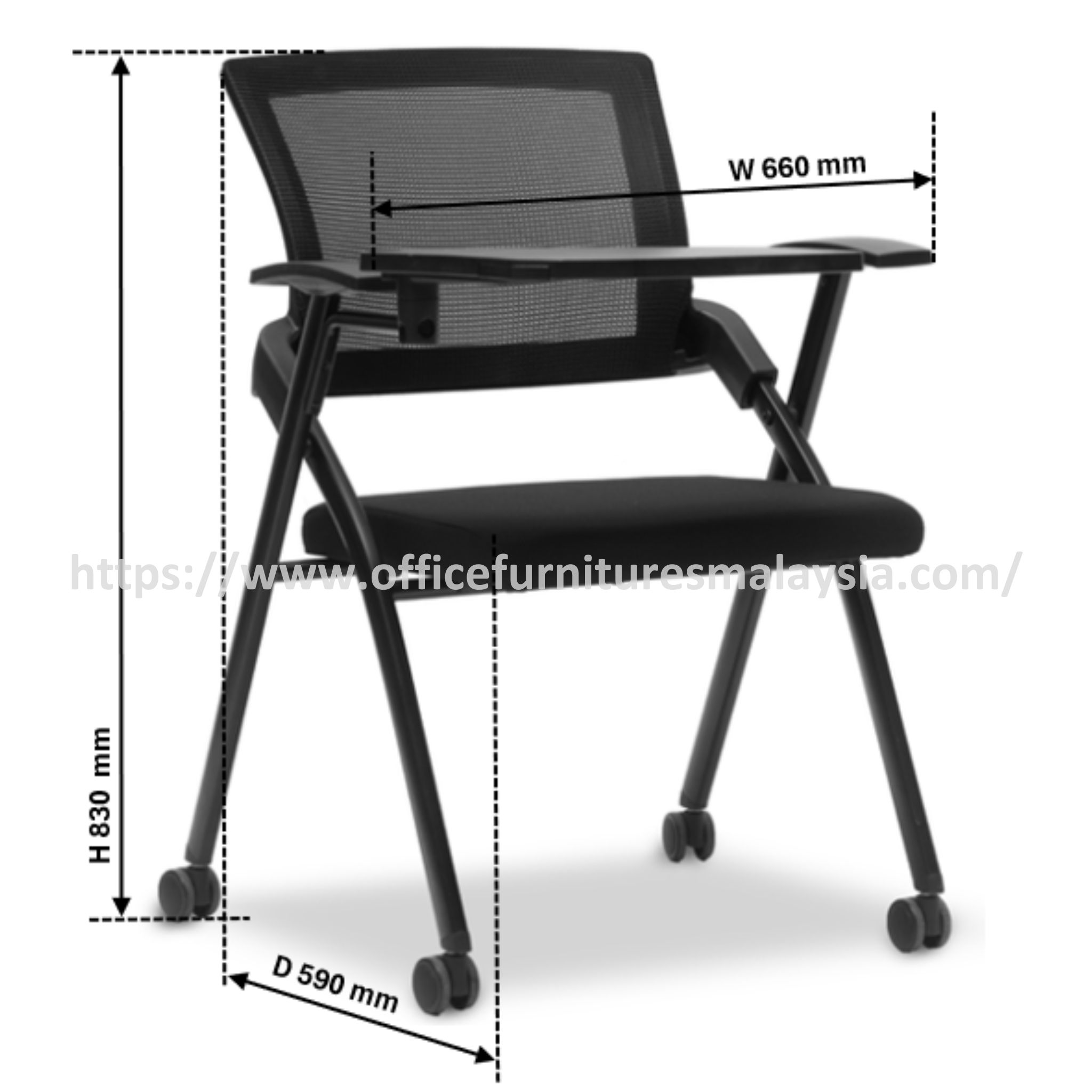 Ottie Mobile Folding Training Mesh Chair Writing Pad OFMEVT52033D - Image 3