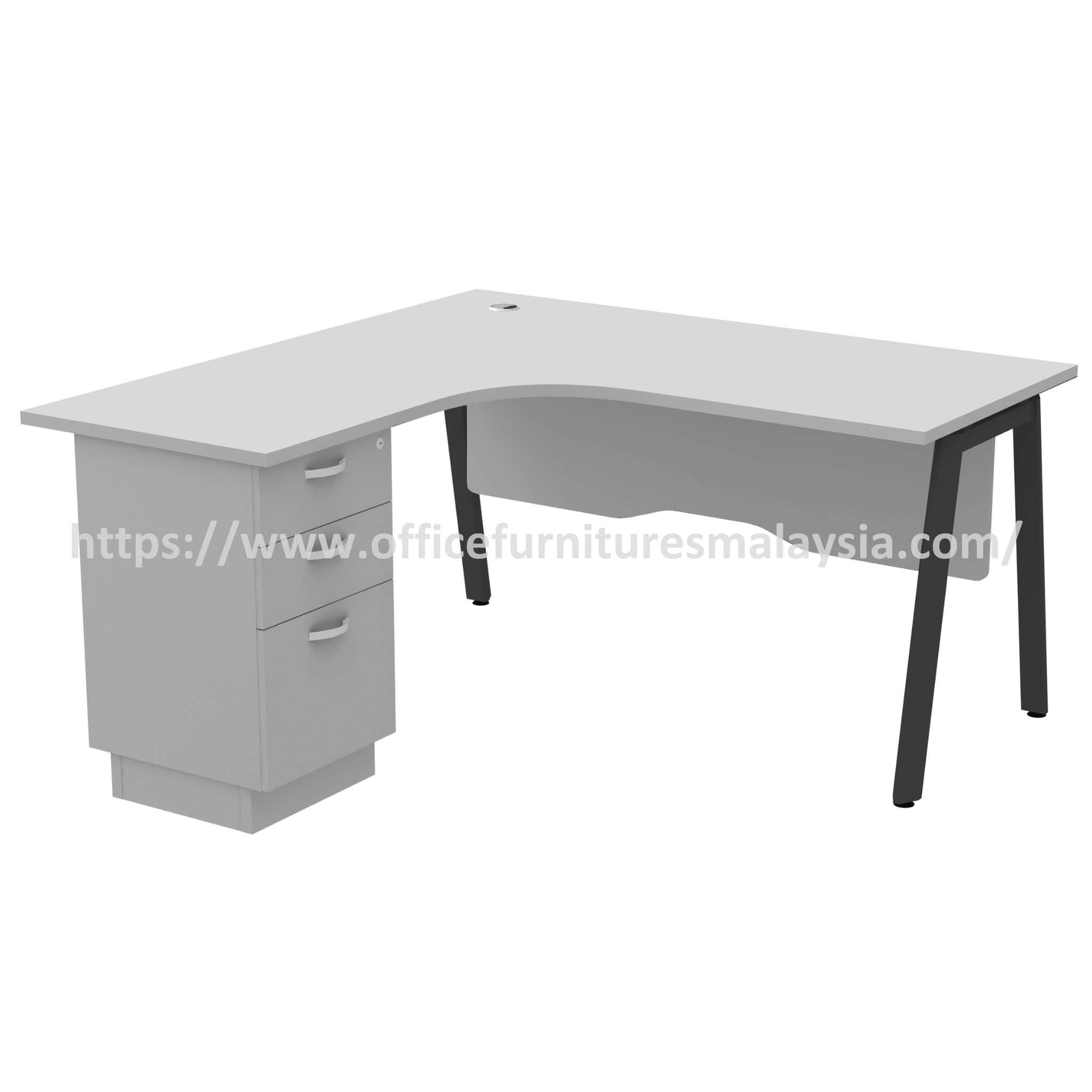 5ft Swish Grey L Shape Compact Table with 3 Drawer Pedestal Bangi Perlis Kangar