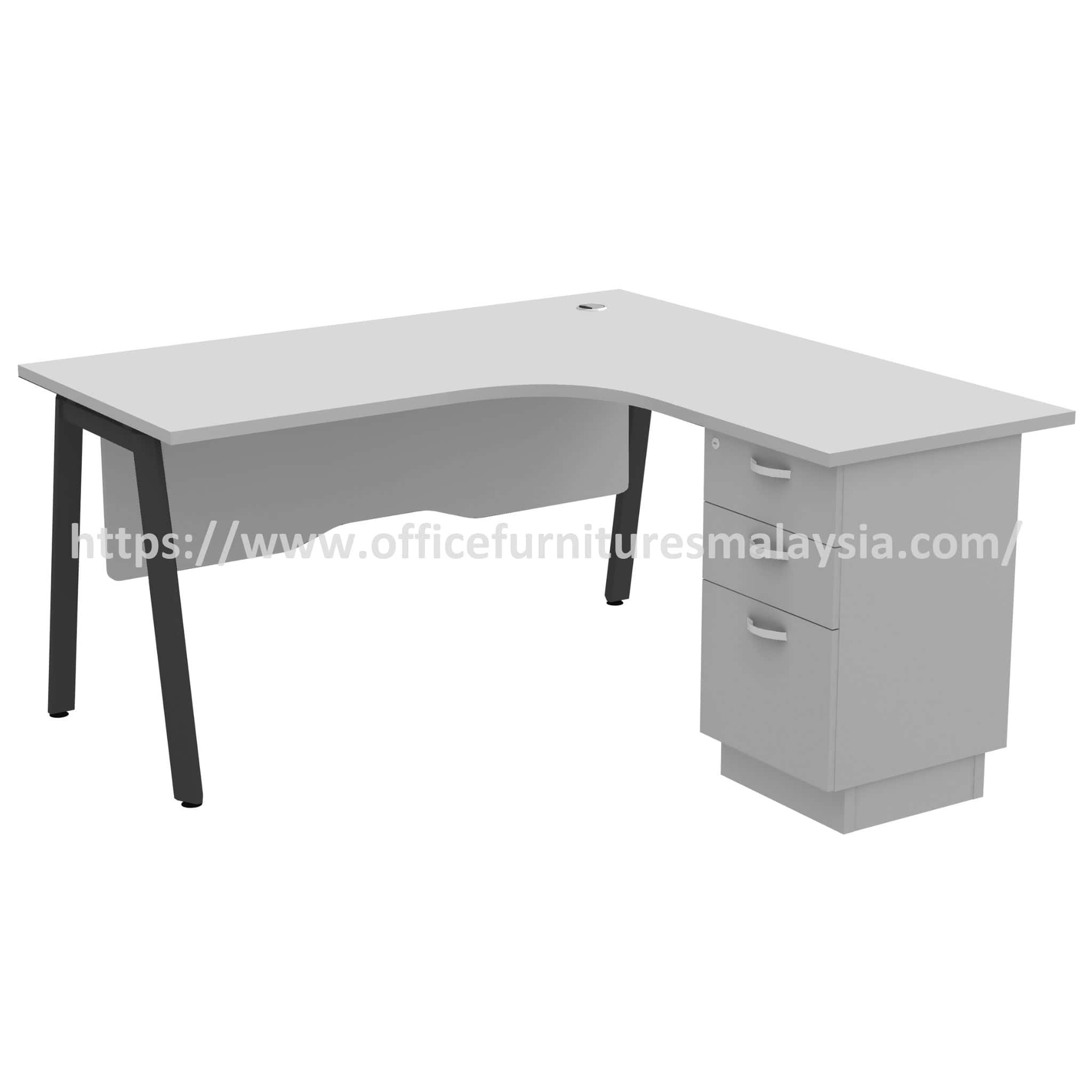 5ft Swish Grey L Shape Compact Table with 3 Drawer Pedestal Bangi Perlis Serdang