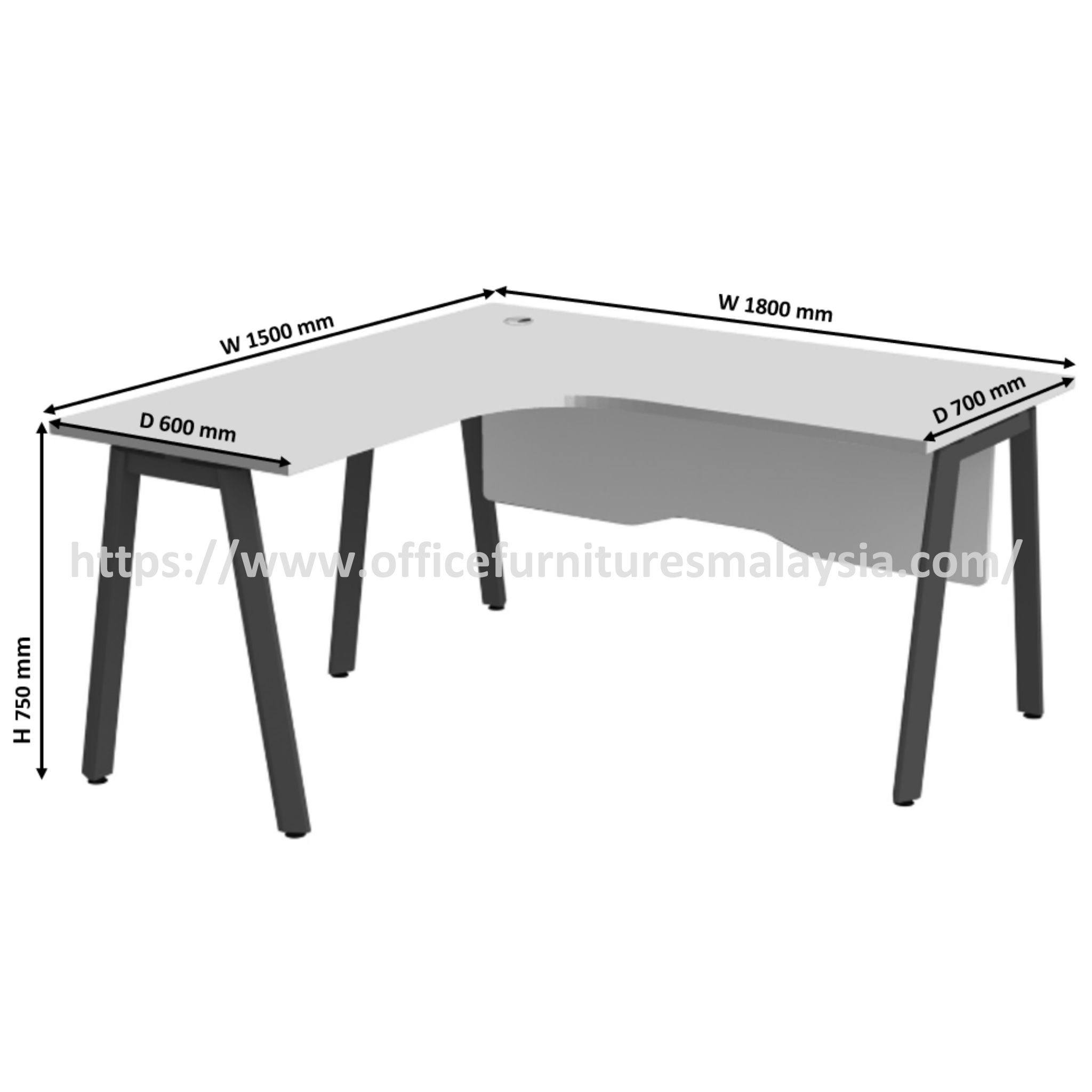 6ft Swish Grey L Shape Compact Table OFASWL1815G - Image 3
