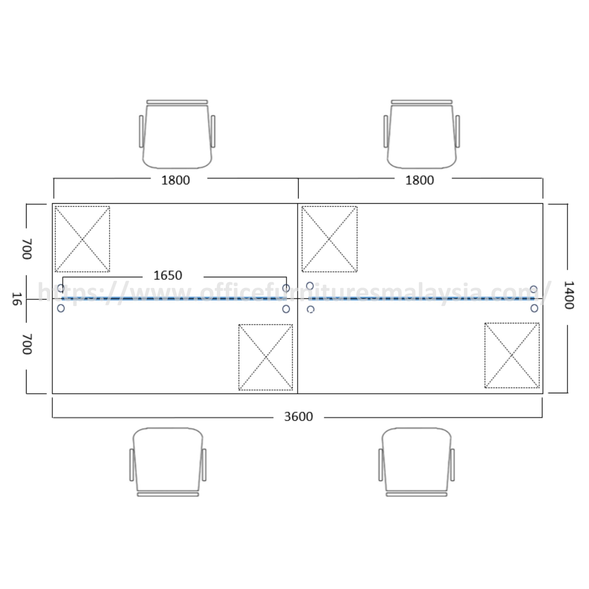 6 ft Minimalist Workstation 4 Seater Desk Pahang Pahang kajang
