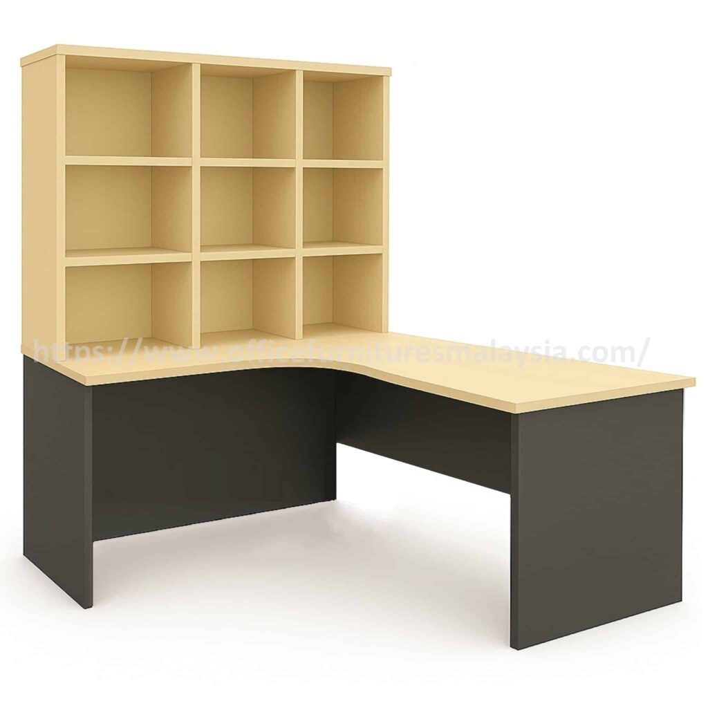 6 ft x 5 ft L Shape Table With Fixed 9 Open Shelf OFSRZ1815 | Office ...