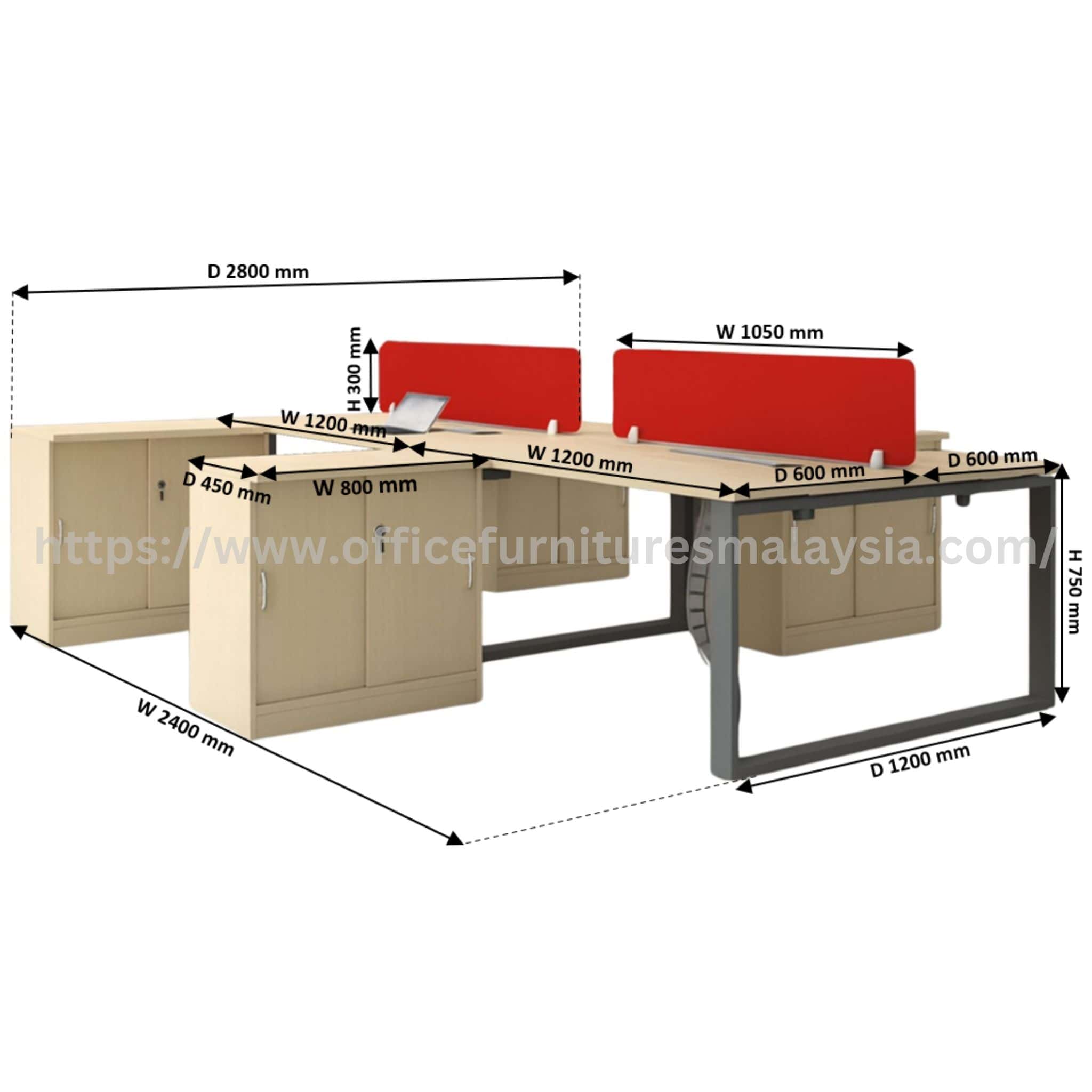 4 ft Flexedge Rectangular Workspace with Sliding Door Cabinet Semantan Taiping Gopeng