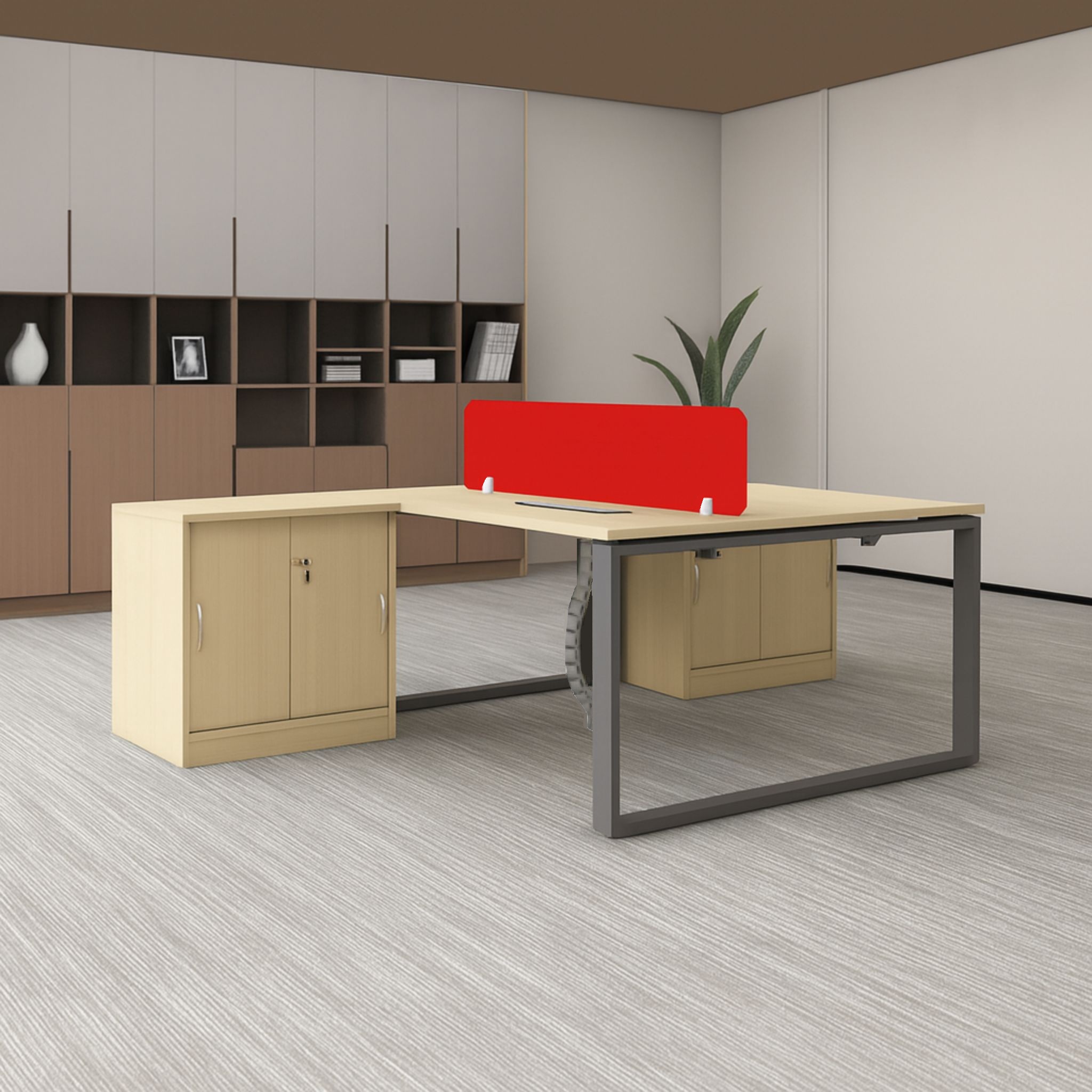 5 ft Flexy 2 Seater Workspace with Sliding Door Cabinet Pahang Kajang Johor