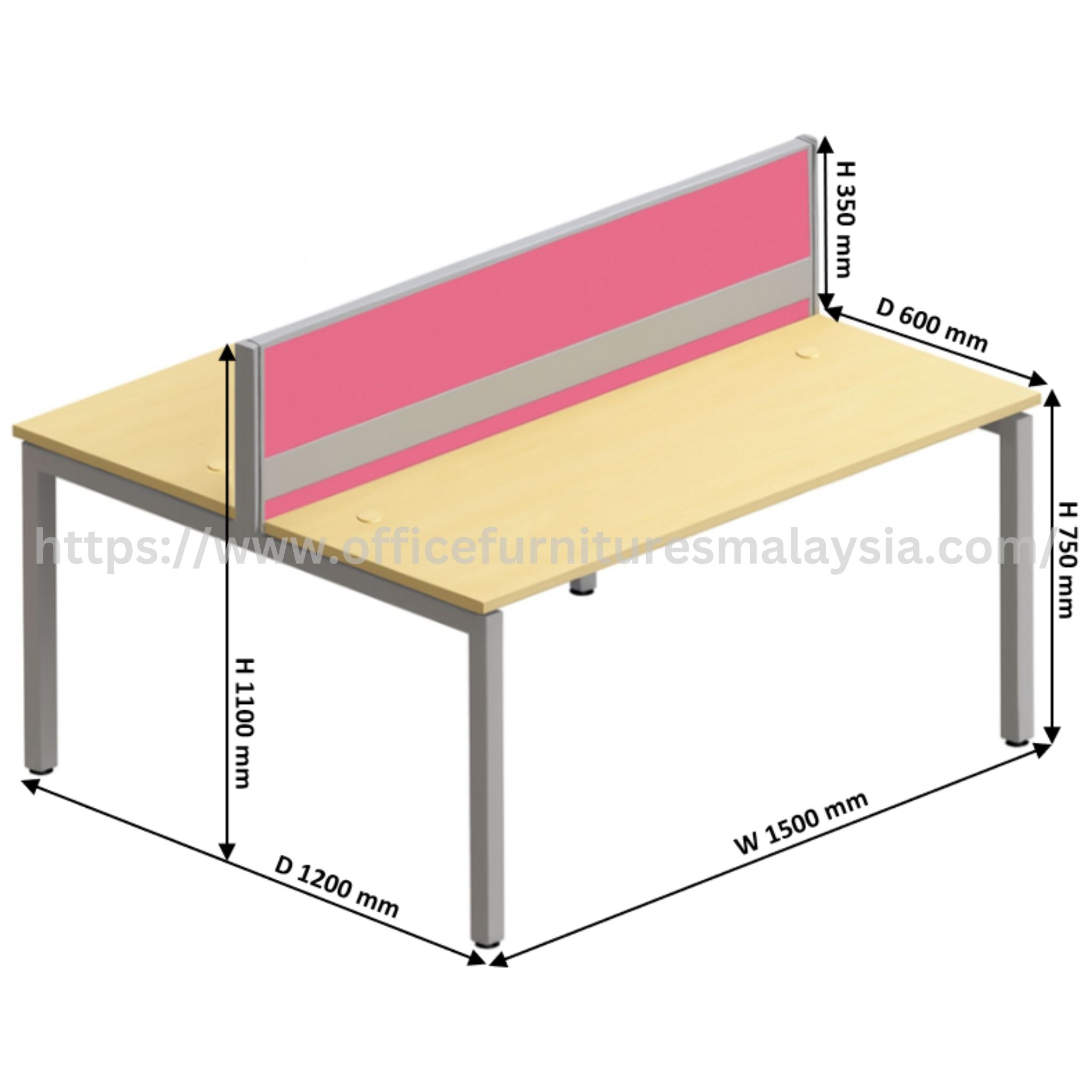 5 ft Optima 2 Seater Workspace Bangi Kuantan Ipoh
