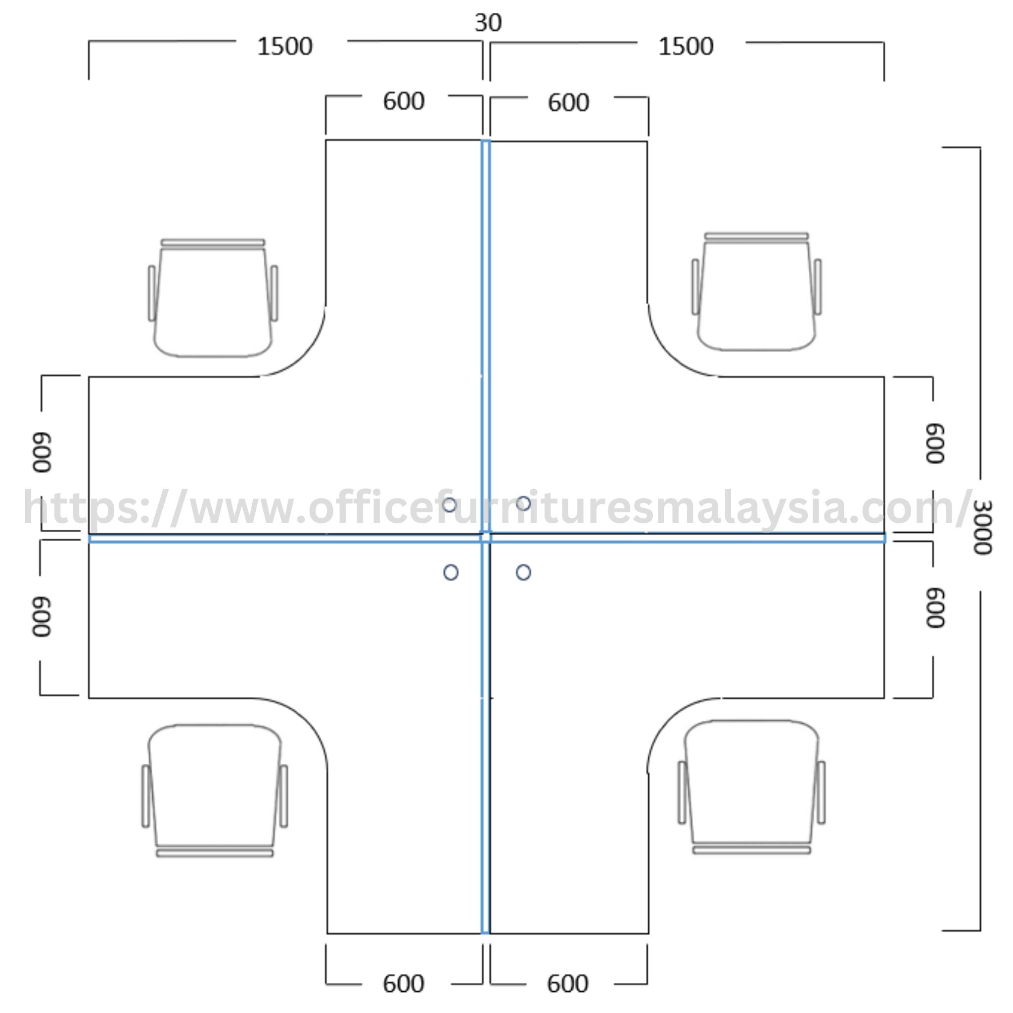 5 ft x 5 ft Mavis 4 Seater Workstation Hulu Langat Gopeng Gurun