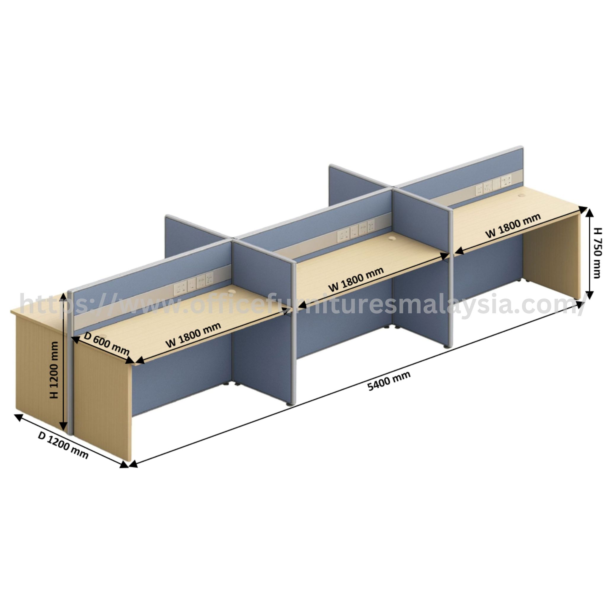 6 ft Willow Creative 6 Seater Workstation Klang Kajang Subang