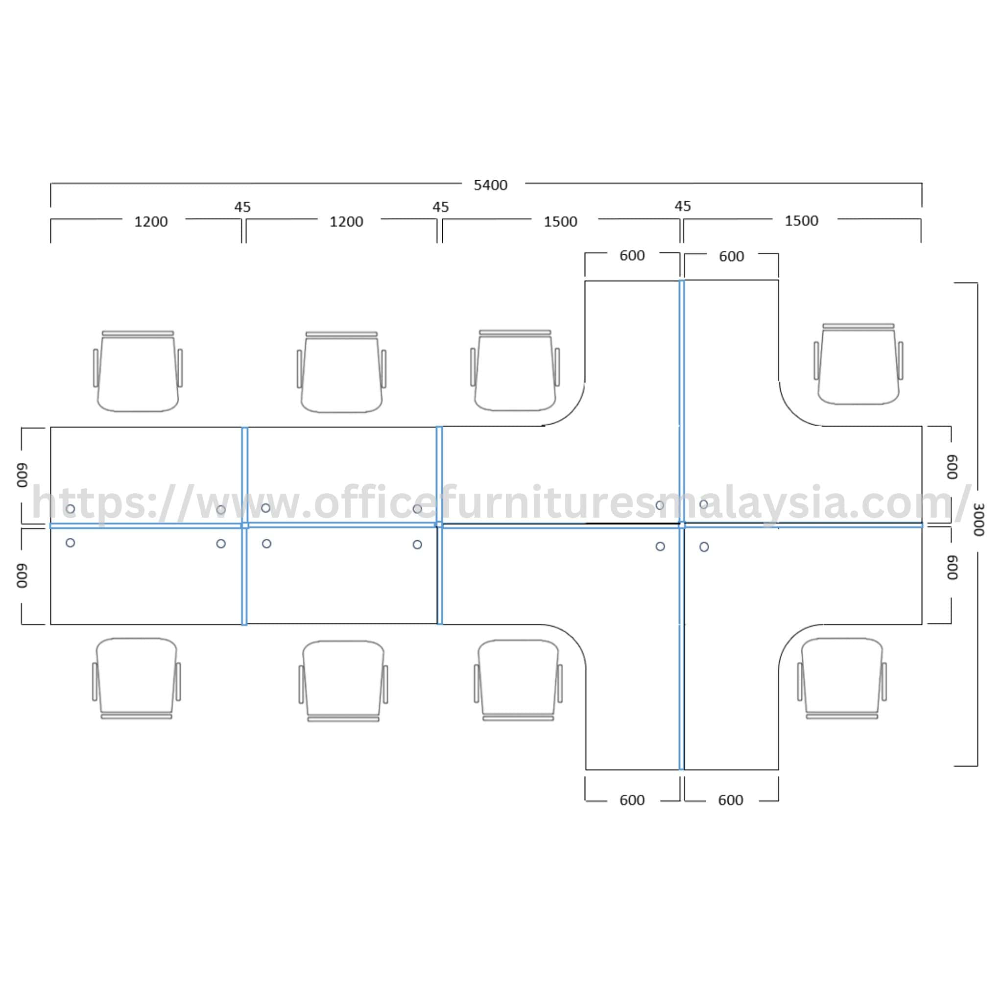 Lenox Merge Style 8 Seater Workplace Ijok Kulim Kedah