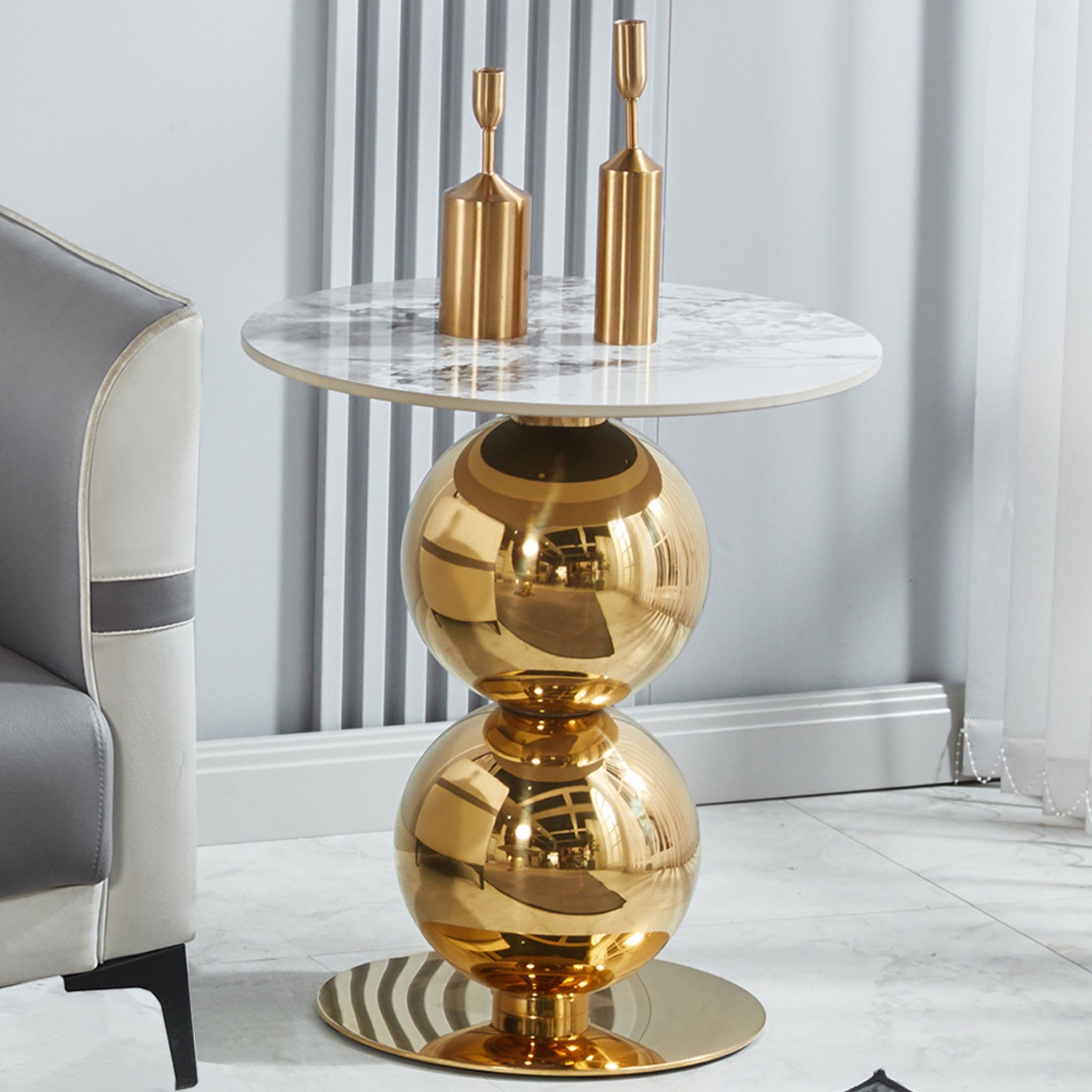 1.66ft Lumora Marble Side Table OF2EK437284