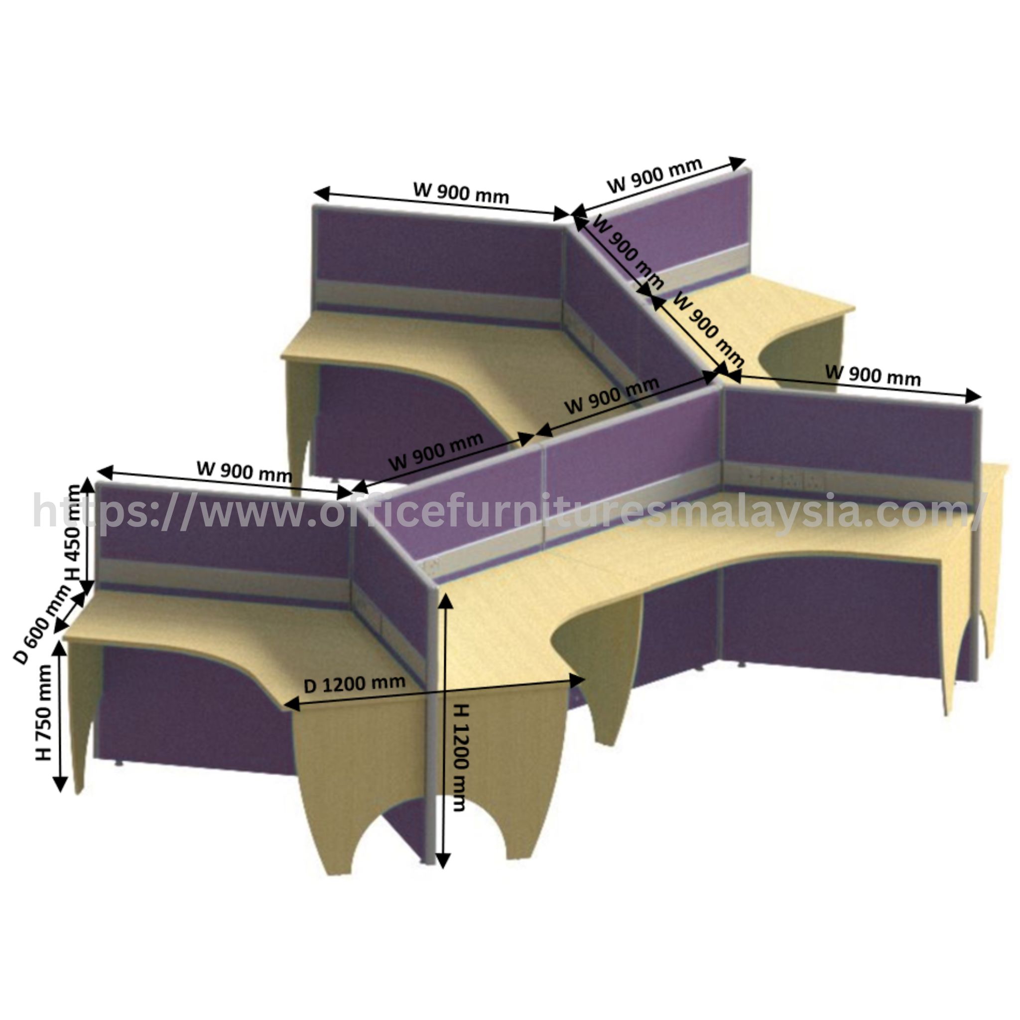 3.5ft x 3.5ft Trimax Mega Workspace 9 Seater Kuantan Perlis Kedah