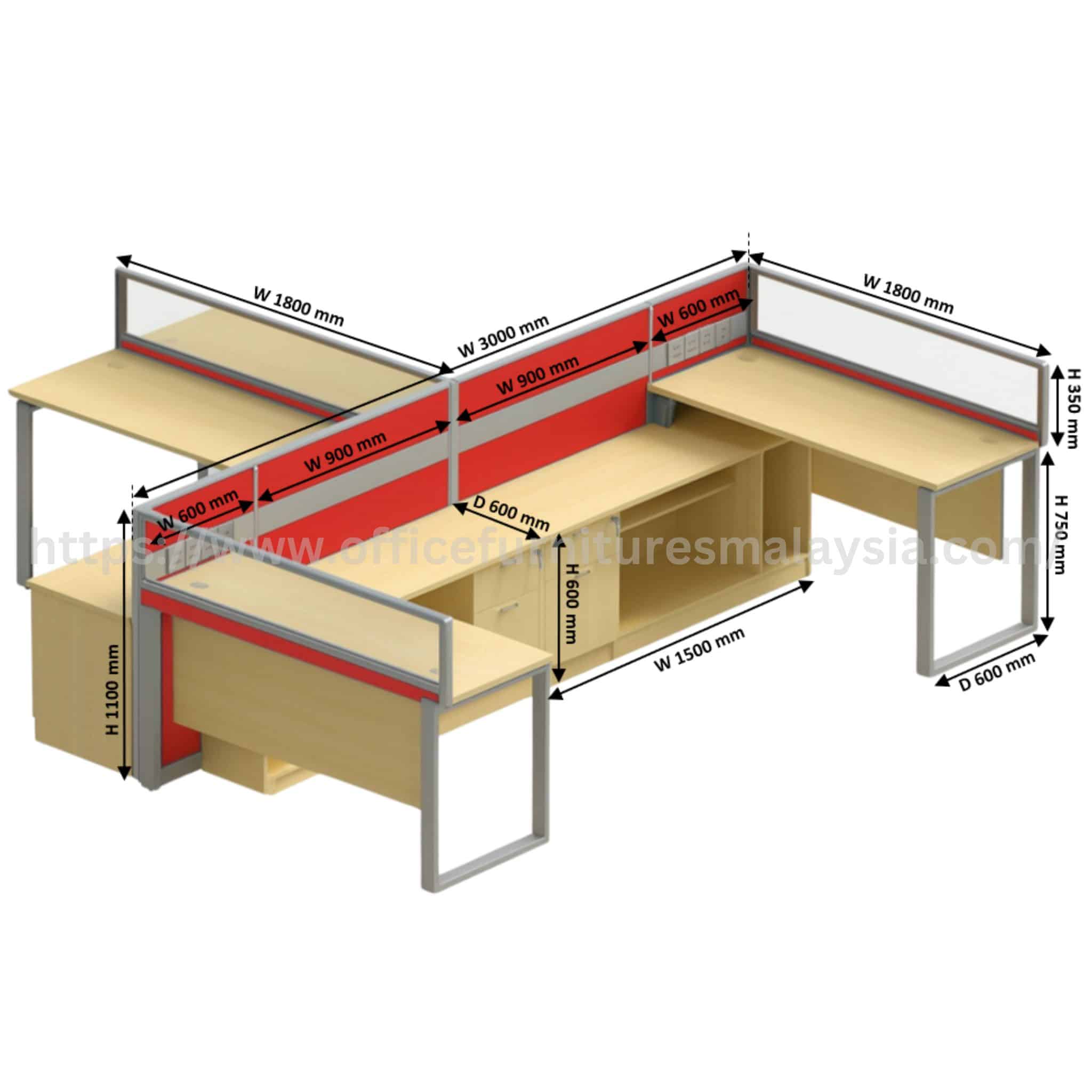 6 ft Quantum Combine 4 Seater Workstation Bangsar Serdang Kajang