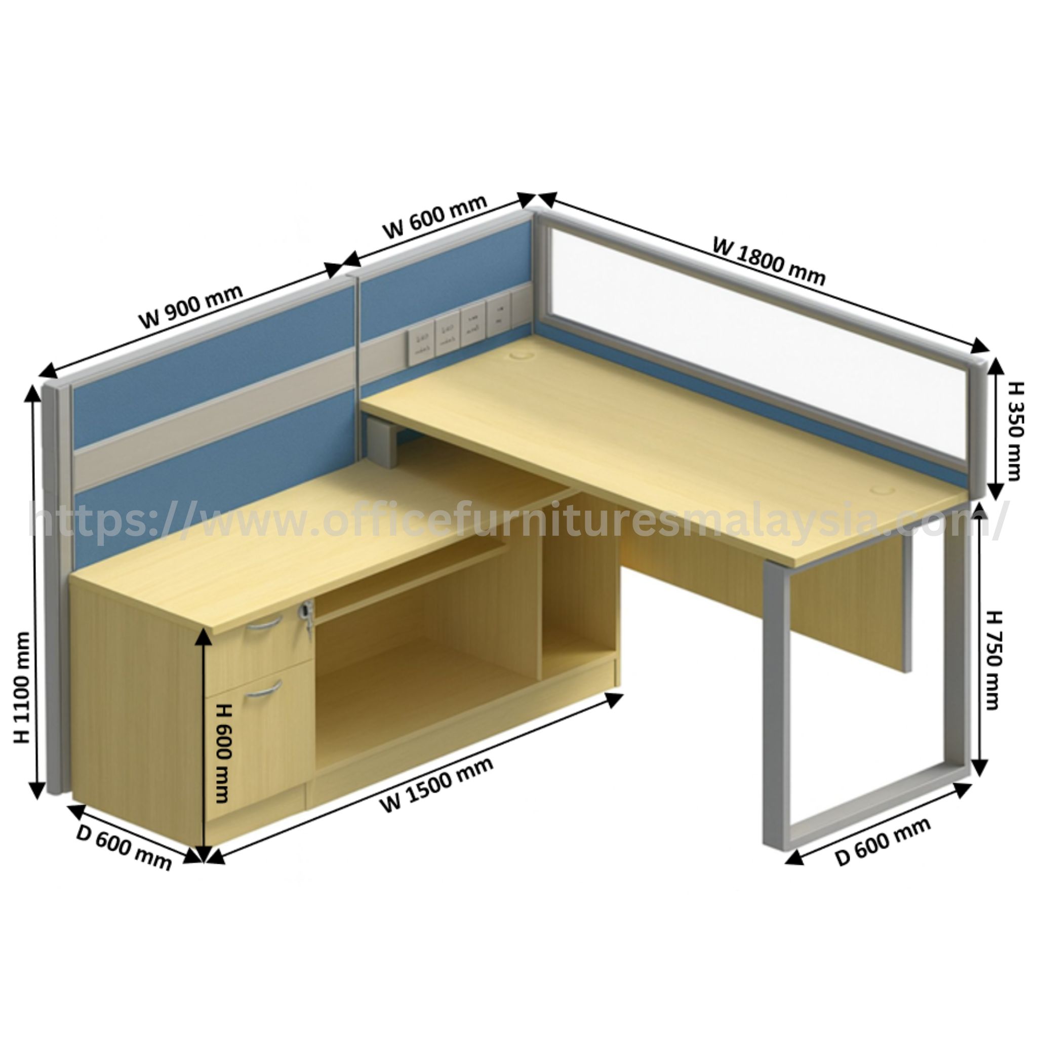 6 ft Quantum Unique 1 Seater Workstation OFFXZA1860-1 - Image 3