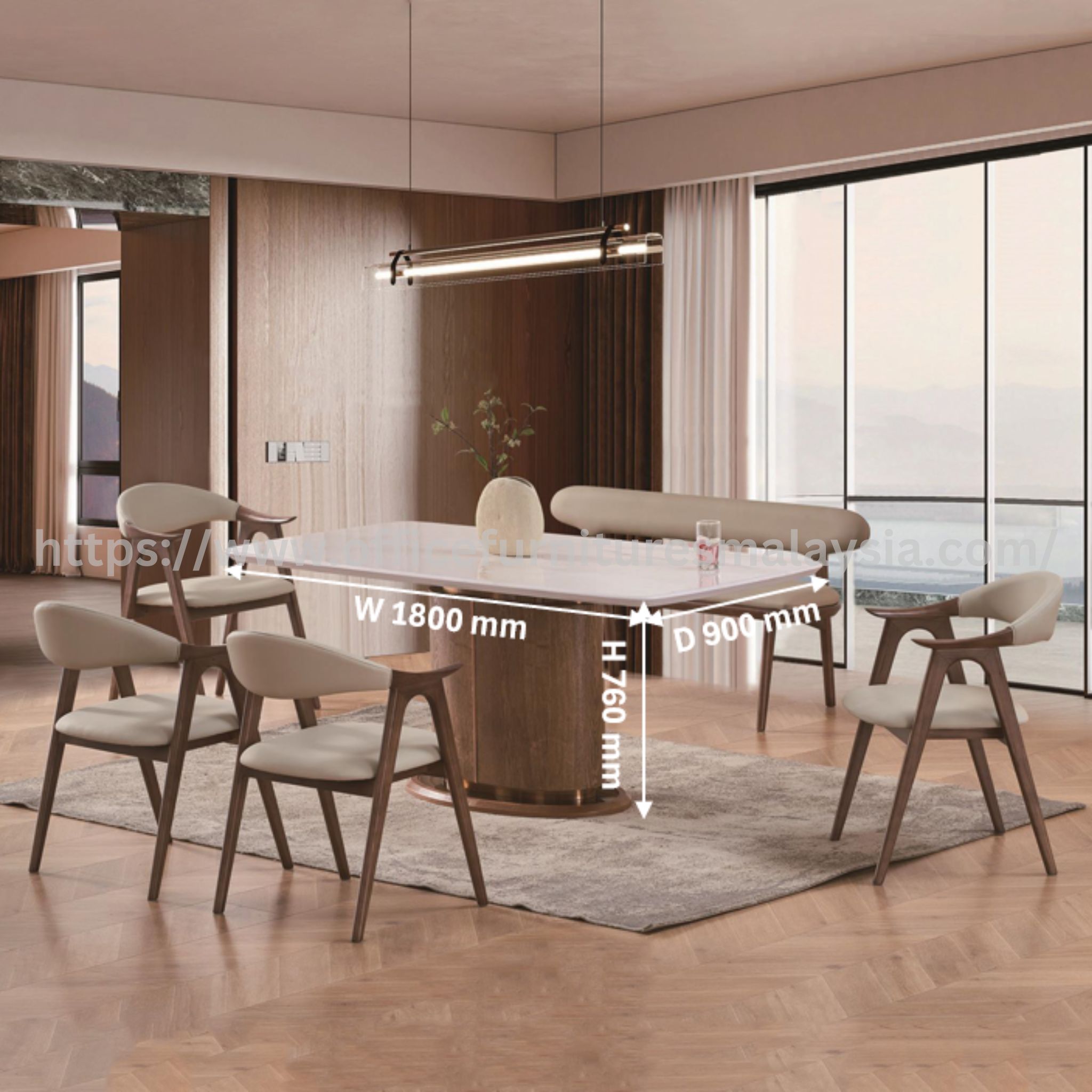 6 ft Ottilie Marble Dining Set Sri Hartamas Danau Kota Saujana