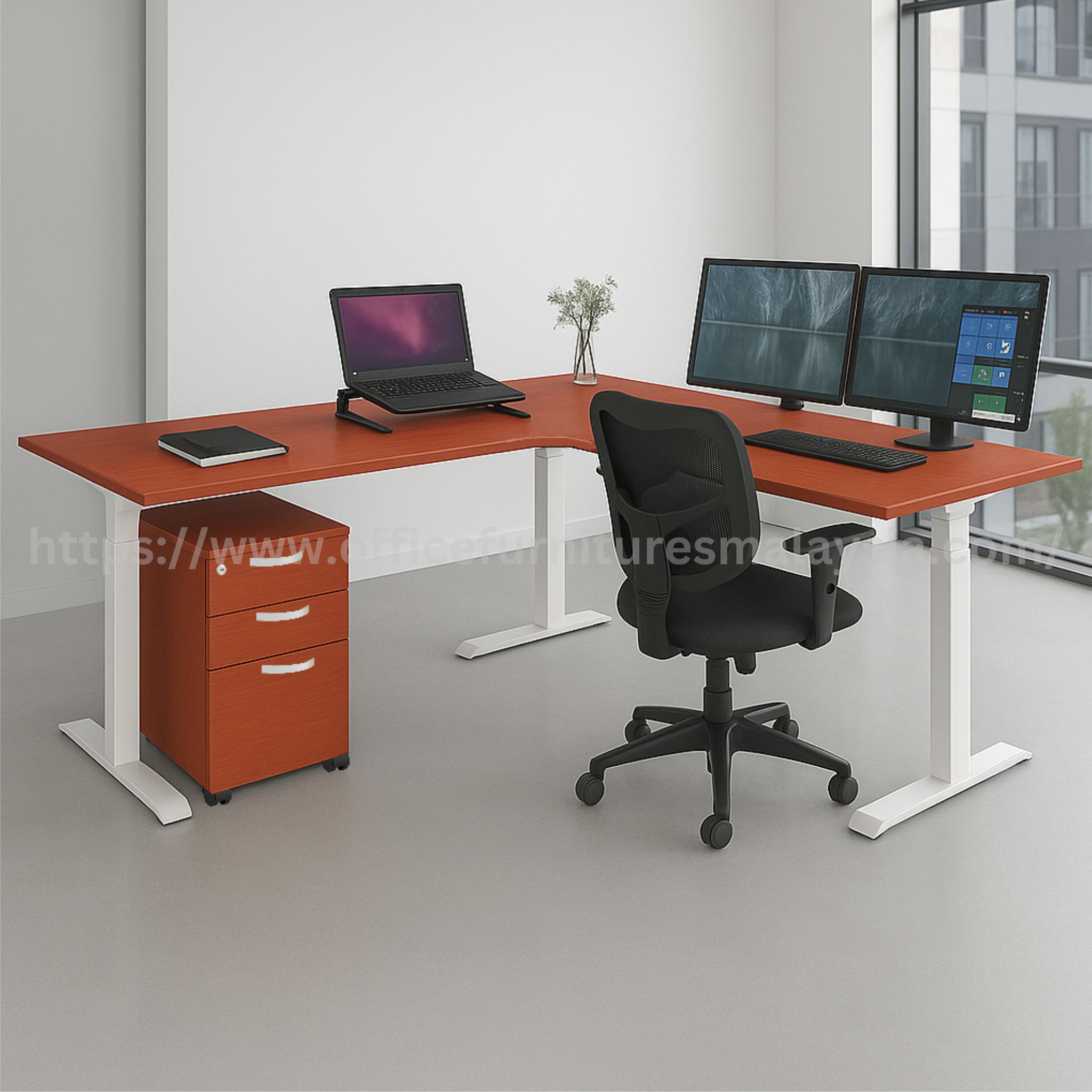 6 ft x 5 ft ft Simple Height Adjustable L-Shape Desk Bukit Bintang Damansara Melaka