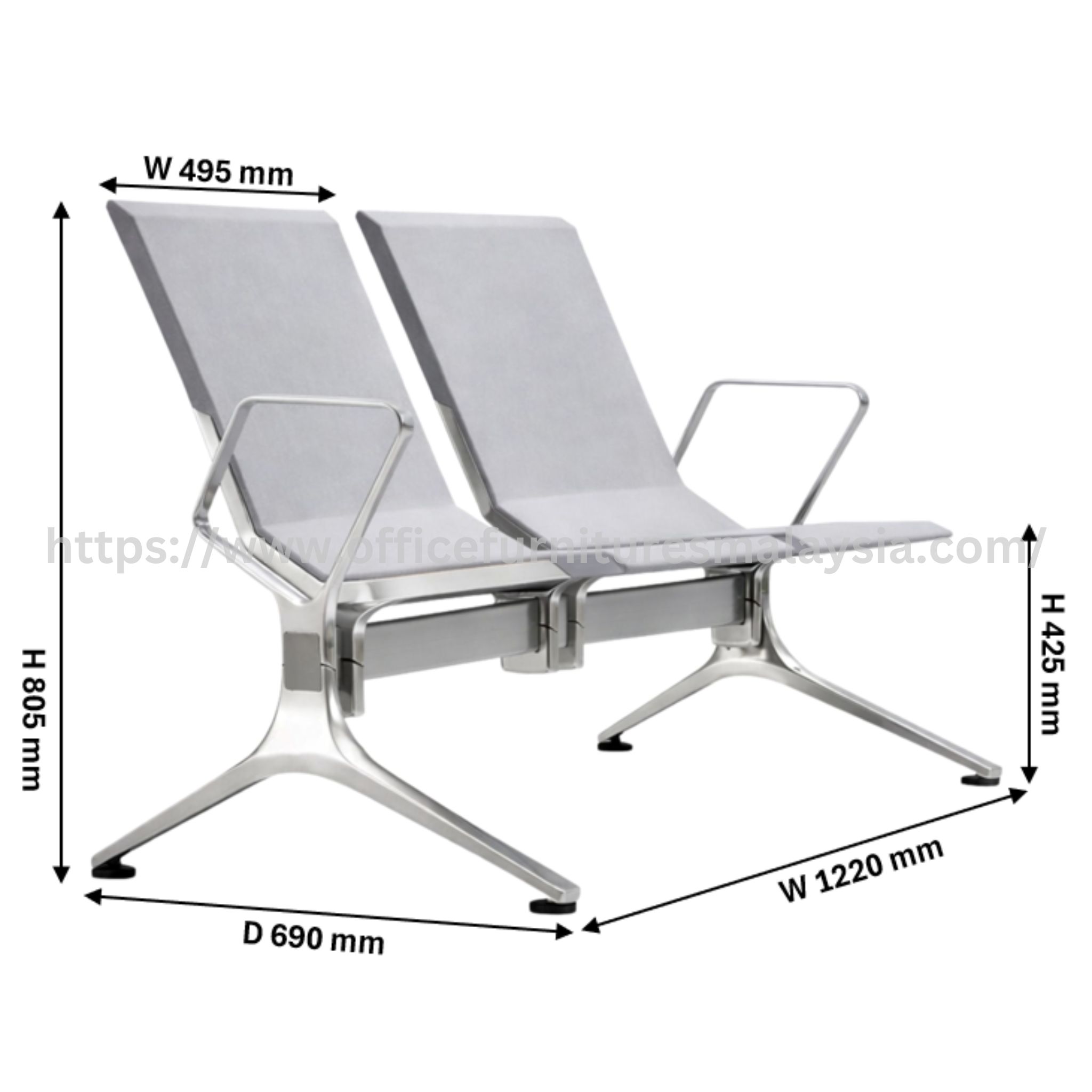 Publico 2 Seater Link Chair with Armrest Lembah Jaya Sri Muda Bandar Sentul