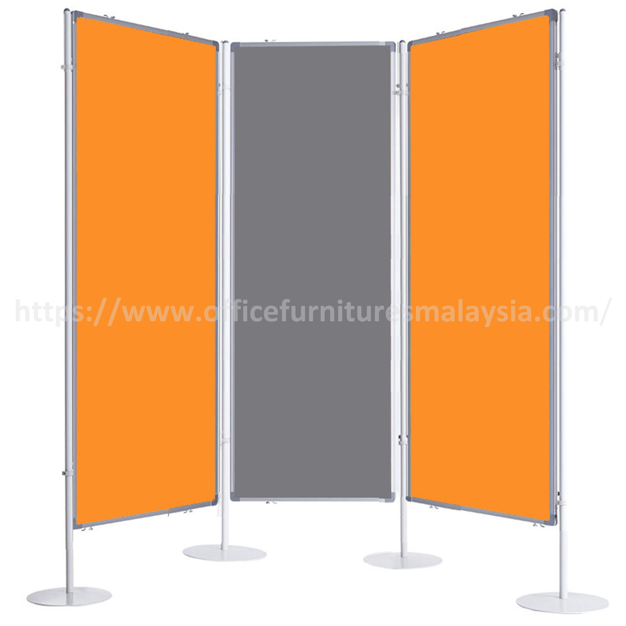 3 ft x 6 ft Triple Panel Double-Sided Display Stand with Heavy-Duty Round Base Jenjarom Klang Kajang