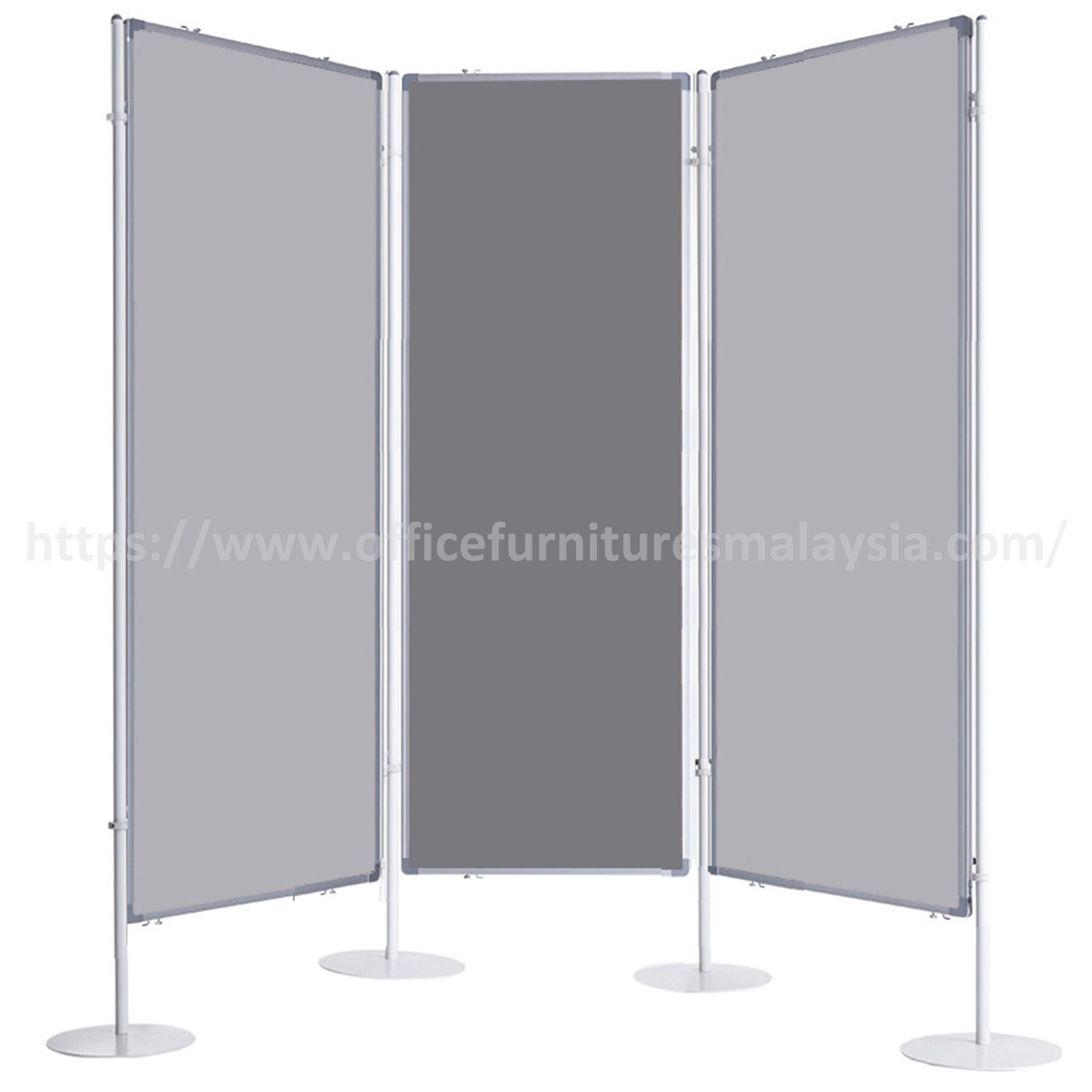 3 ft x 6 ft Triple Panel Double-Sided Display Stand with Heavy-Duty Round Base Jenjarom KlangA