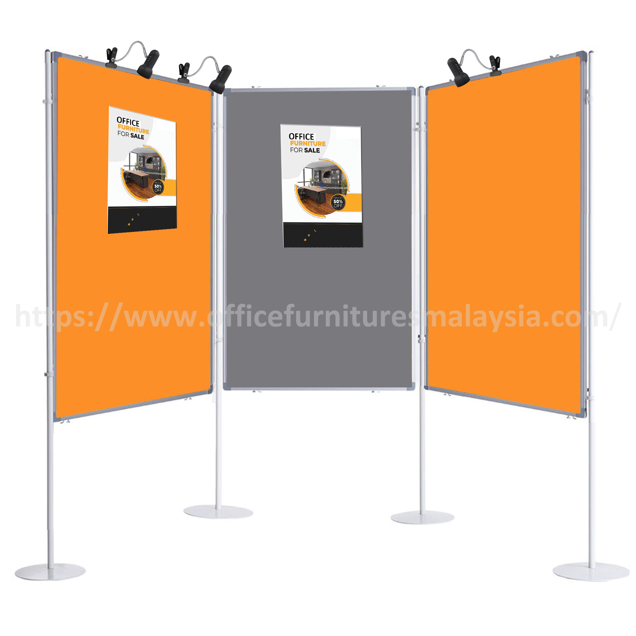 4 ft x 5 ft Triple Panel Double-Sided Display Stand with Heavy-Duty Round Base Bandar Baru Bangi Rawang Sungai Buloh