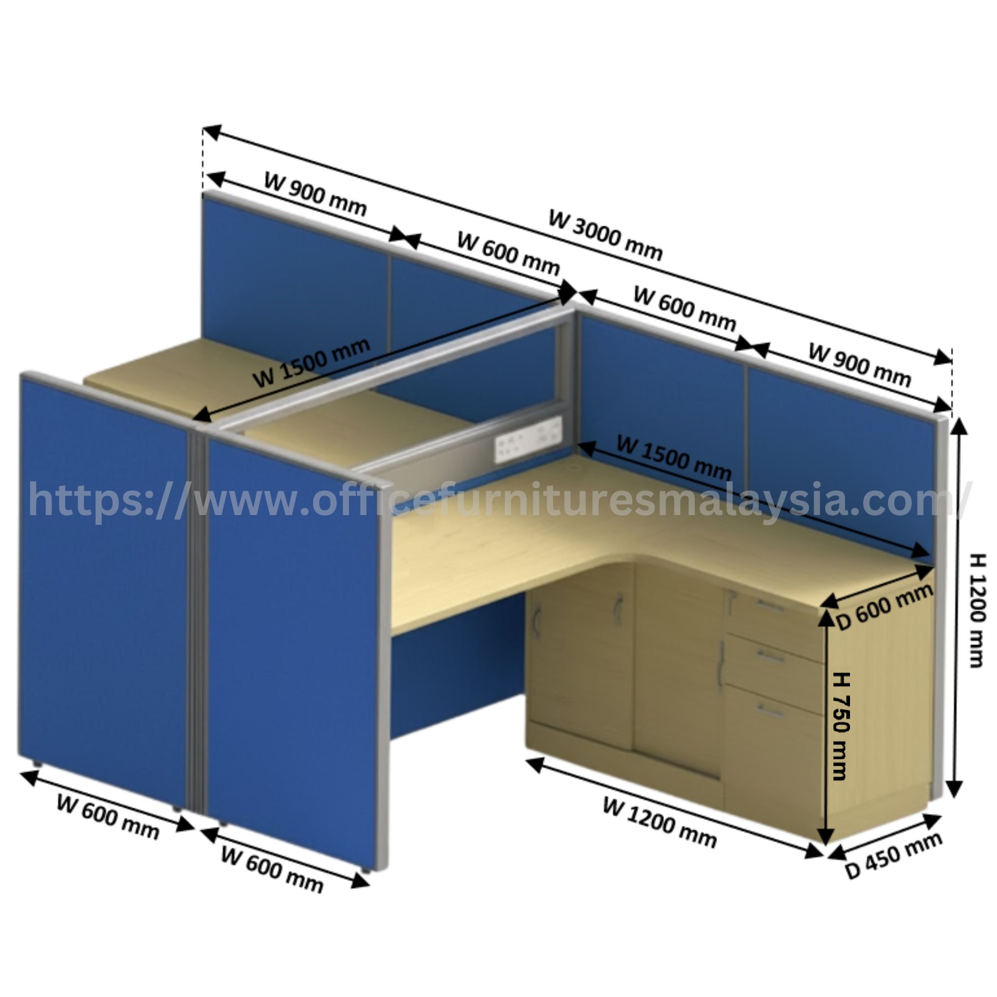 5 ft Metta Modern 2 Seater Workstation Klang Kajang Bangi
