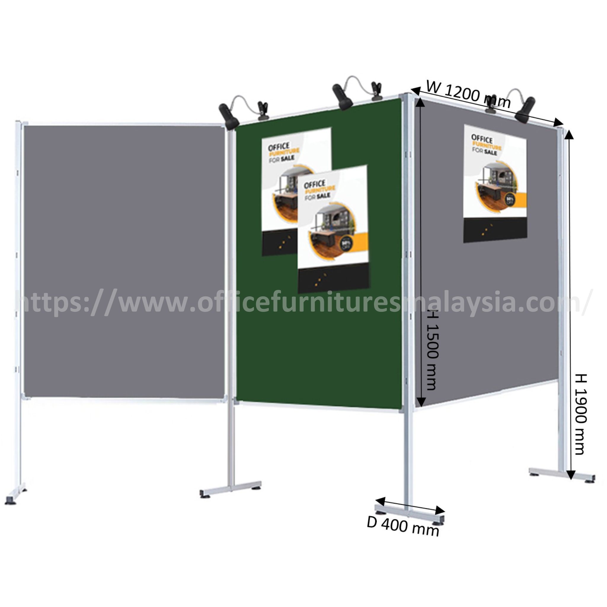4 ft x 5 ft Altitude Freestanding 3-Panel Office Divider OFMEPD453 - Image 2
