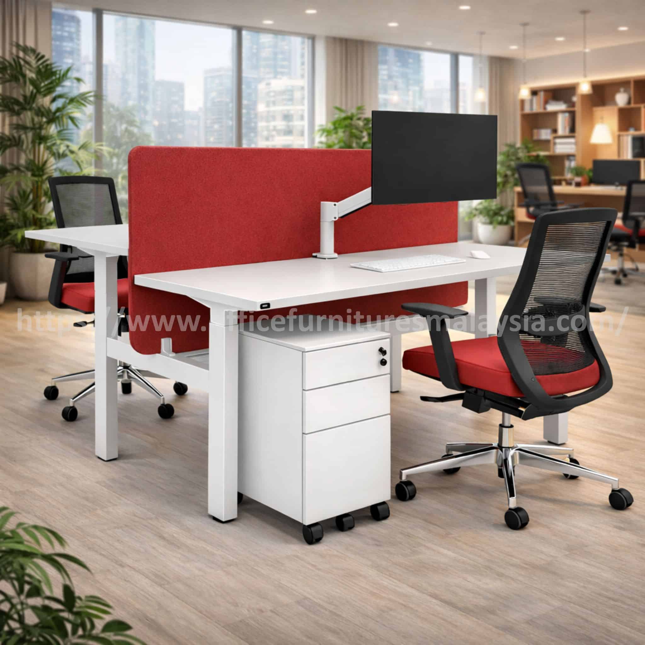 5 ft Adjustable Workstation with Frameless Partition Jenjarom Rimbayu Shah Alam Klang