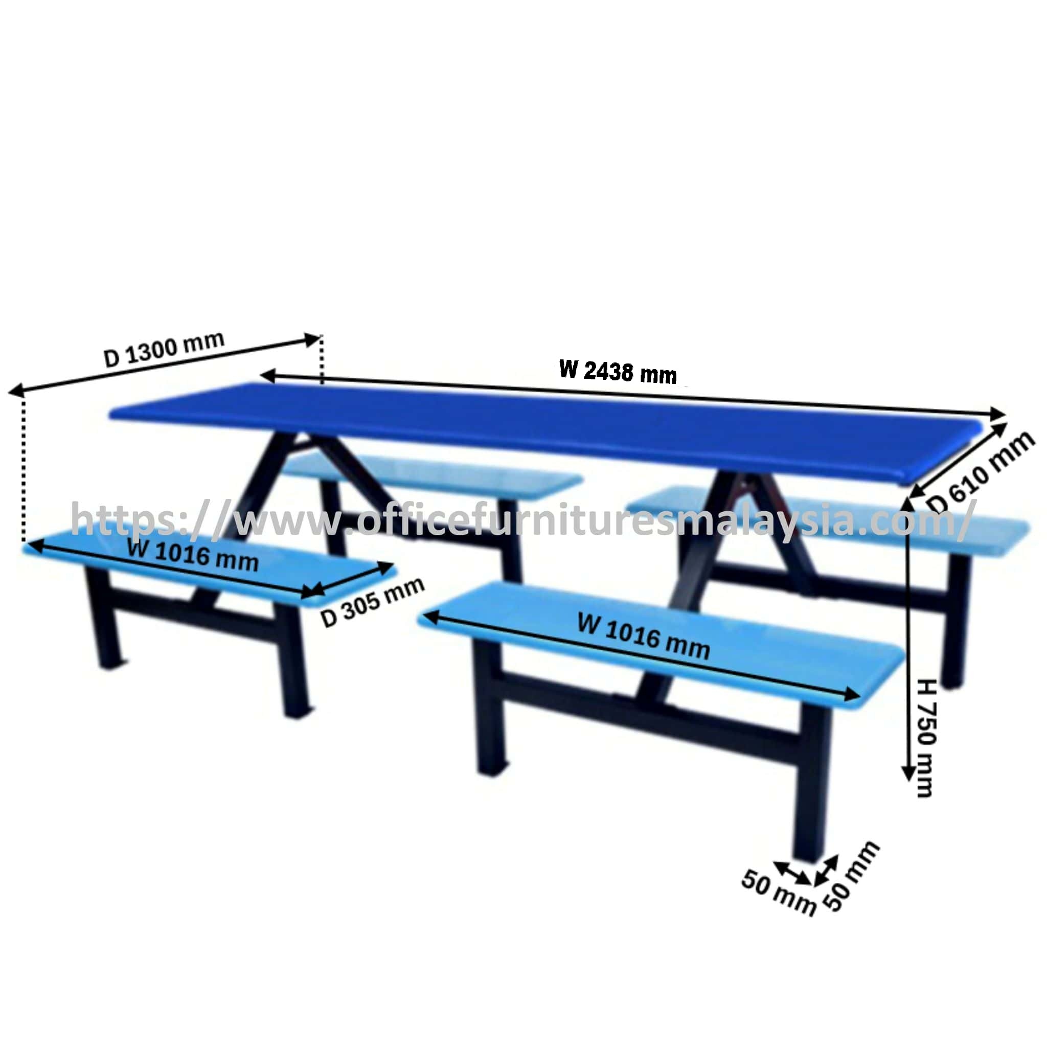 Canteen Fiber Glass Table & Bench 8 Seater Set Banting Gombak Puchong