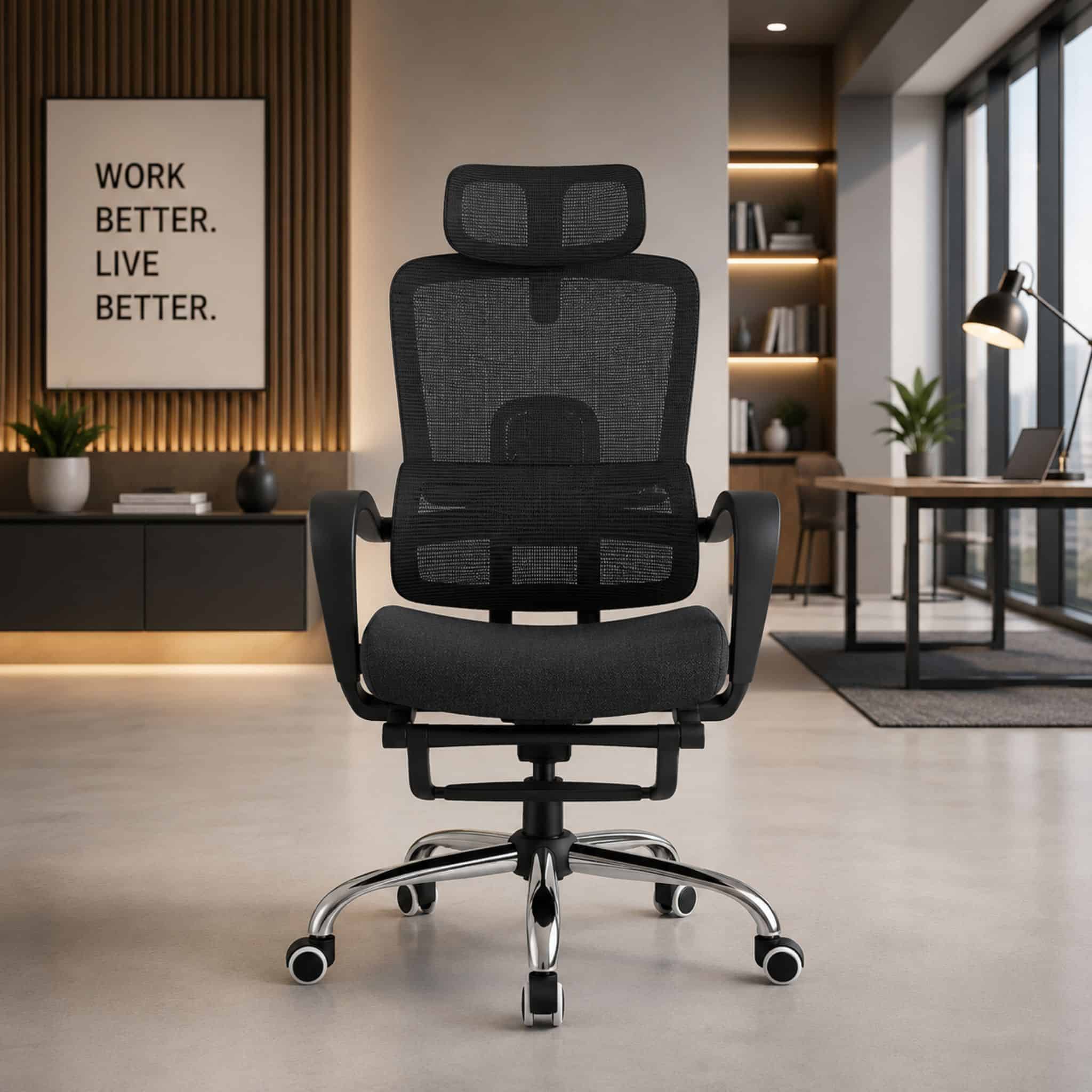 Revive Ergonomic Highback Mesh Chair Chrome Leg Sungai Besi Ijok Kampar